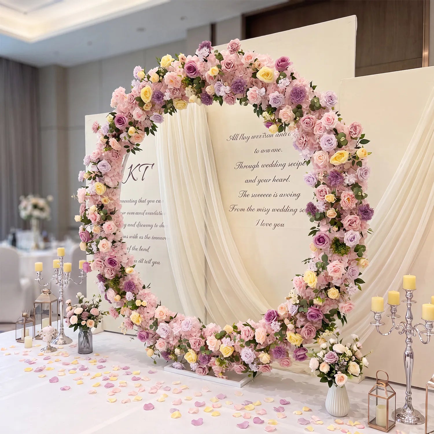 Uflower Artificial Wedding Arch Flowers Set – Round Wedding Arch Decor SET80277-01