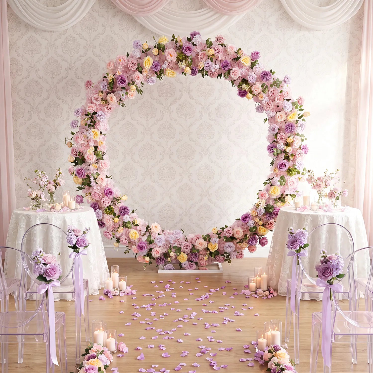 Uflower Artificial Wedding Arch Flowers Set – Round Wedding Arch Decor SET80277-01