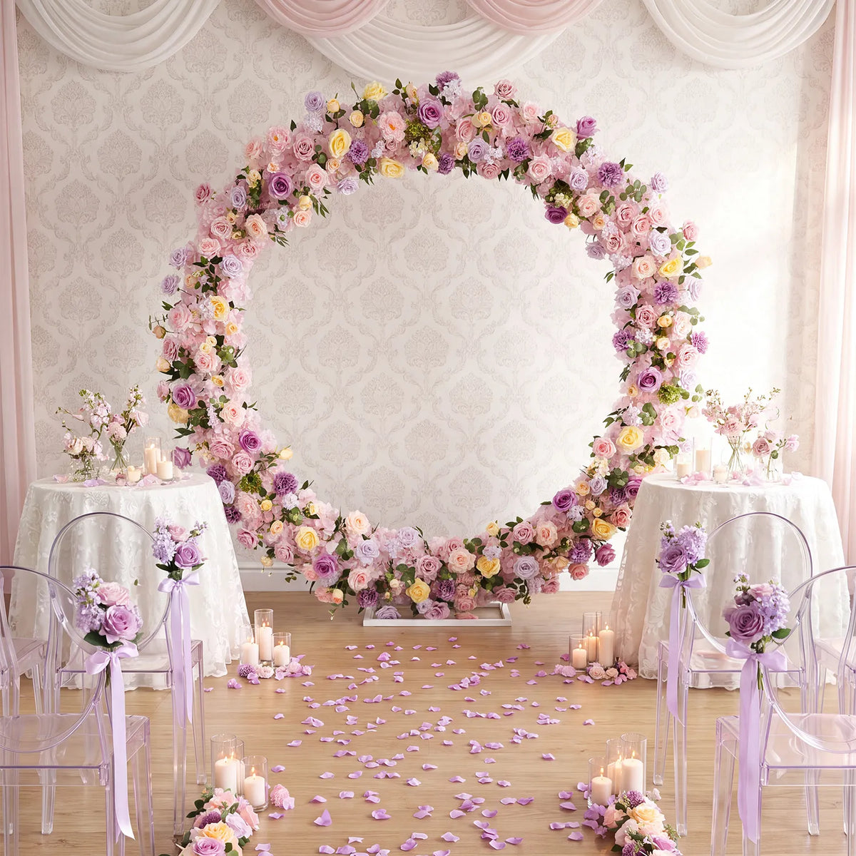 Uflower Artificial Wedding Arch Flowers Set – Round Wedding Arch Decor SET80277-01