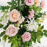 Uflower Pink Rose Green Leaf Hang Flower Floor Floral Wedding Party Event Props SET80148 - Uflower