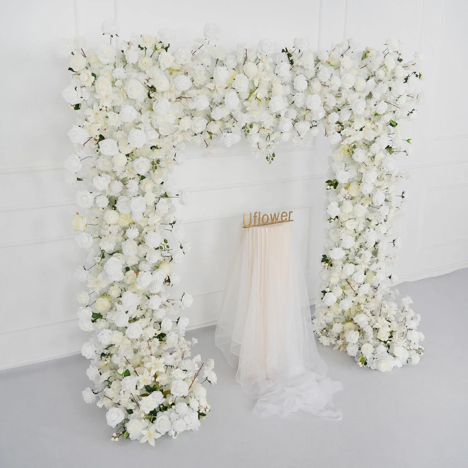 White Rose Flower Row Wedding Background Frame Arch SET80079 - Uflower