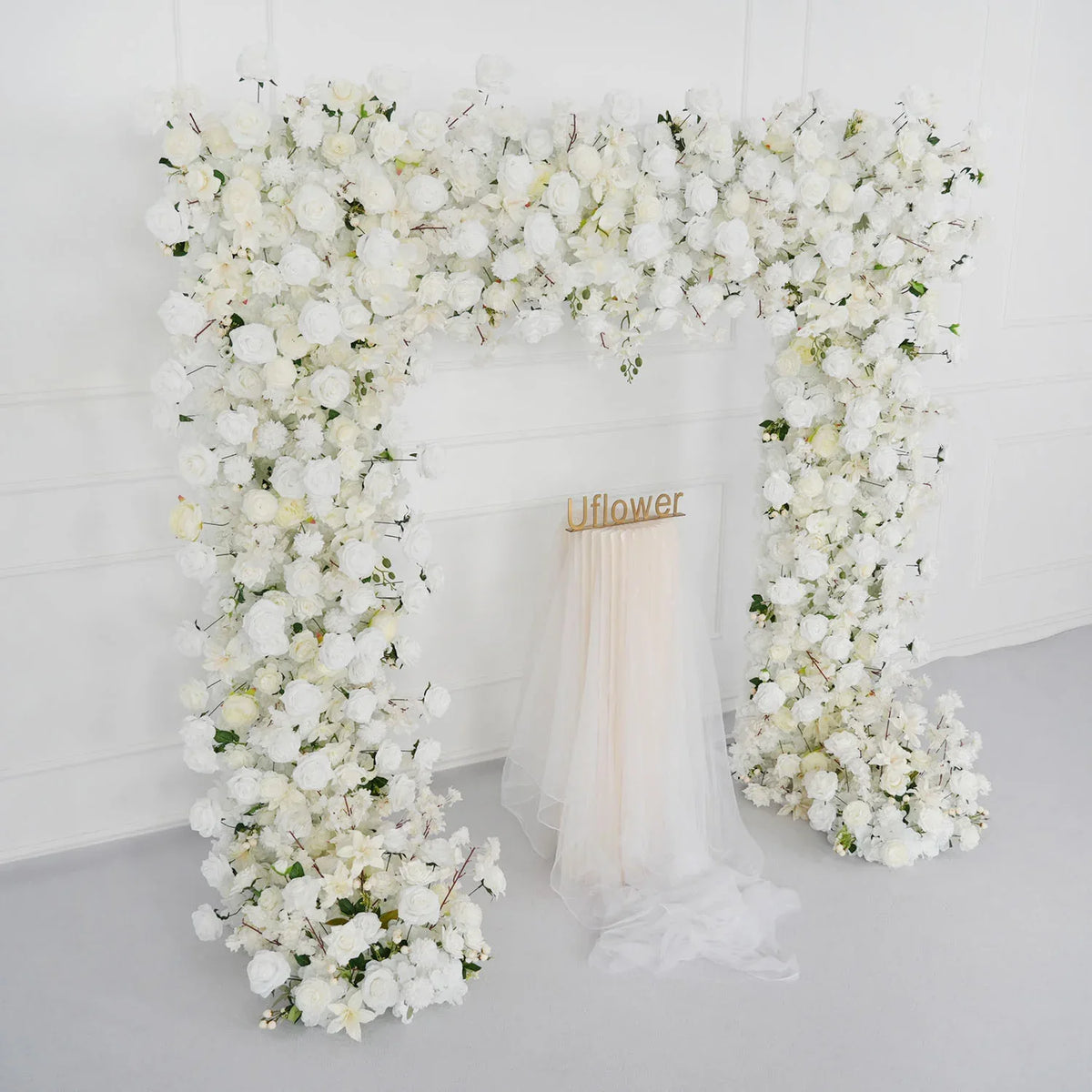 White Rose Flower Row Wedding Background Frame Arch SET80079 - Uflower