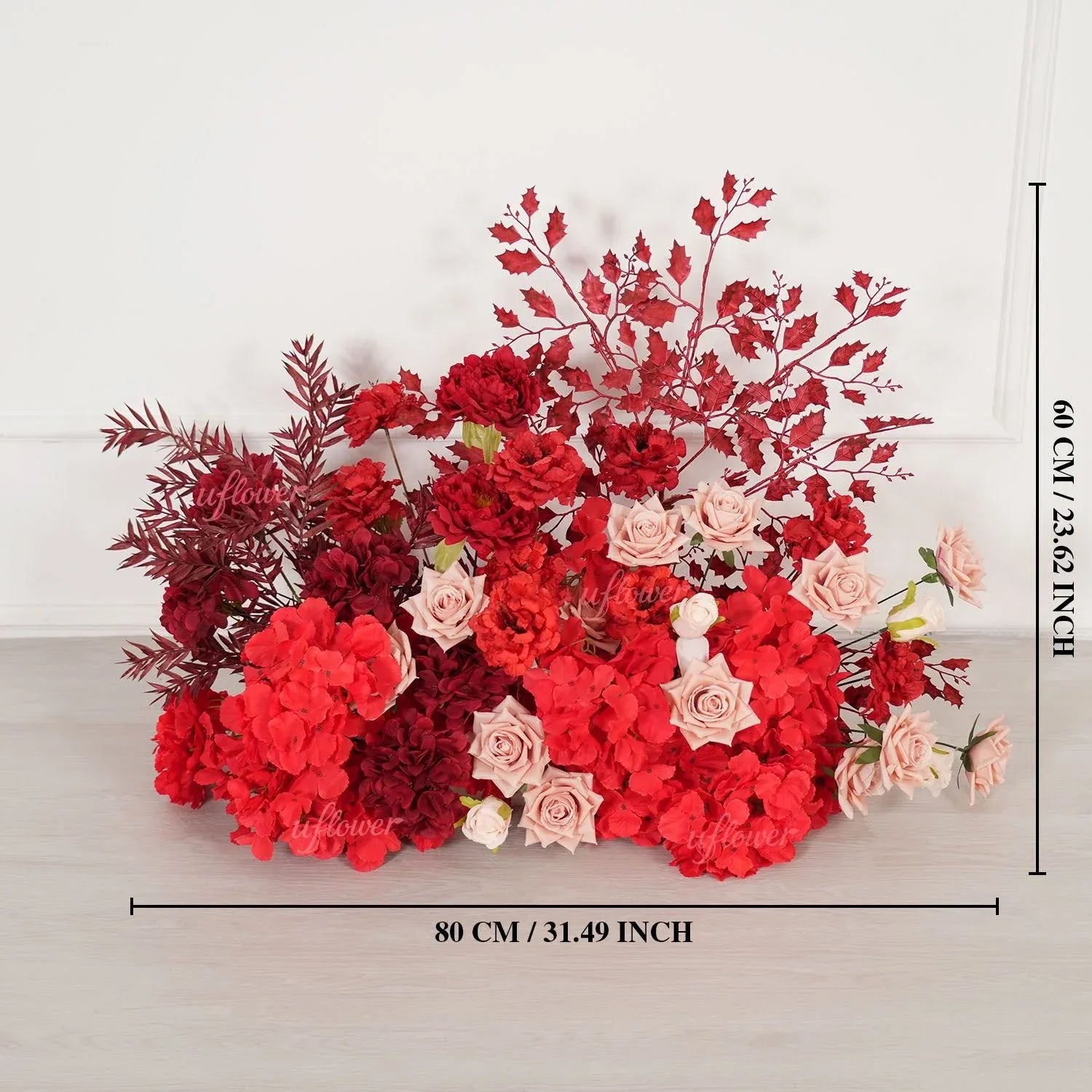 Uflower Red Flower Row Decor KT Board Wedding Arrangement Props SET80164 - Uflower