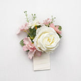 Uflower 6 broches boutonnieres rose blanc avec carte MG80001-02*6
