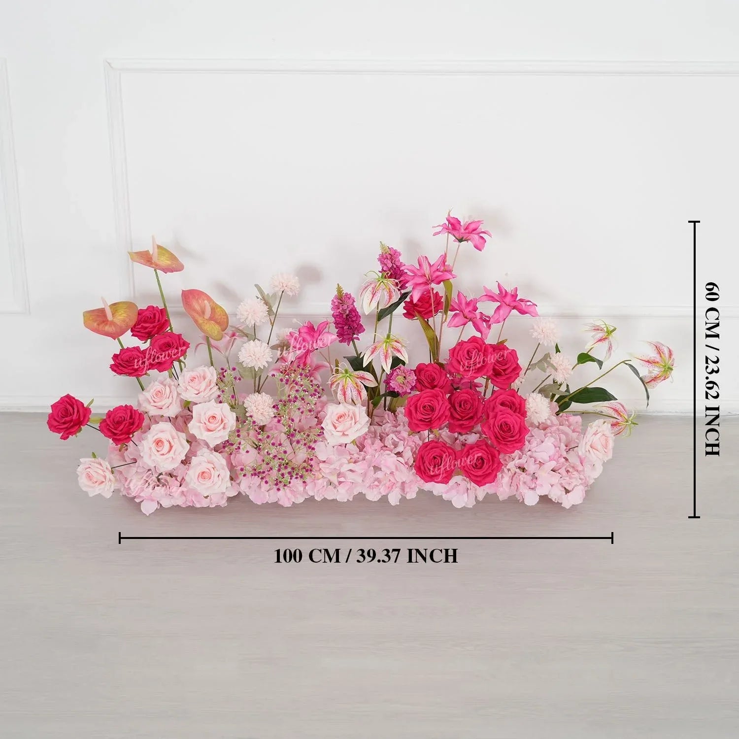 Uflower Rose Pink Floral Arrangement Wedding Backdrop Floral Props SET80193 - Uflower