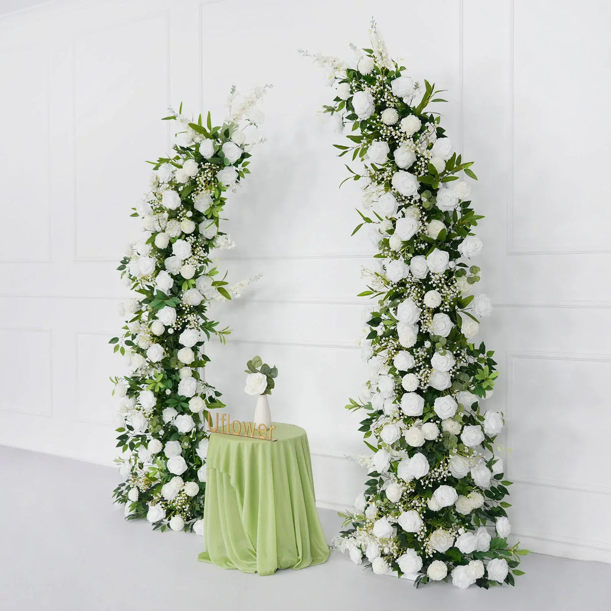Uflower White Green Rose Floral Arch Wedding Backdrop Decor SET80109 - Uflower