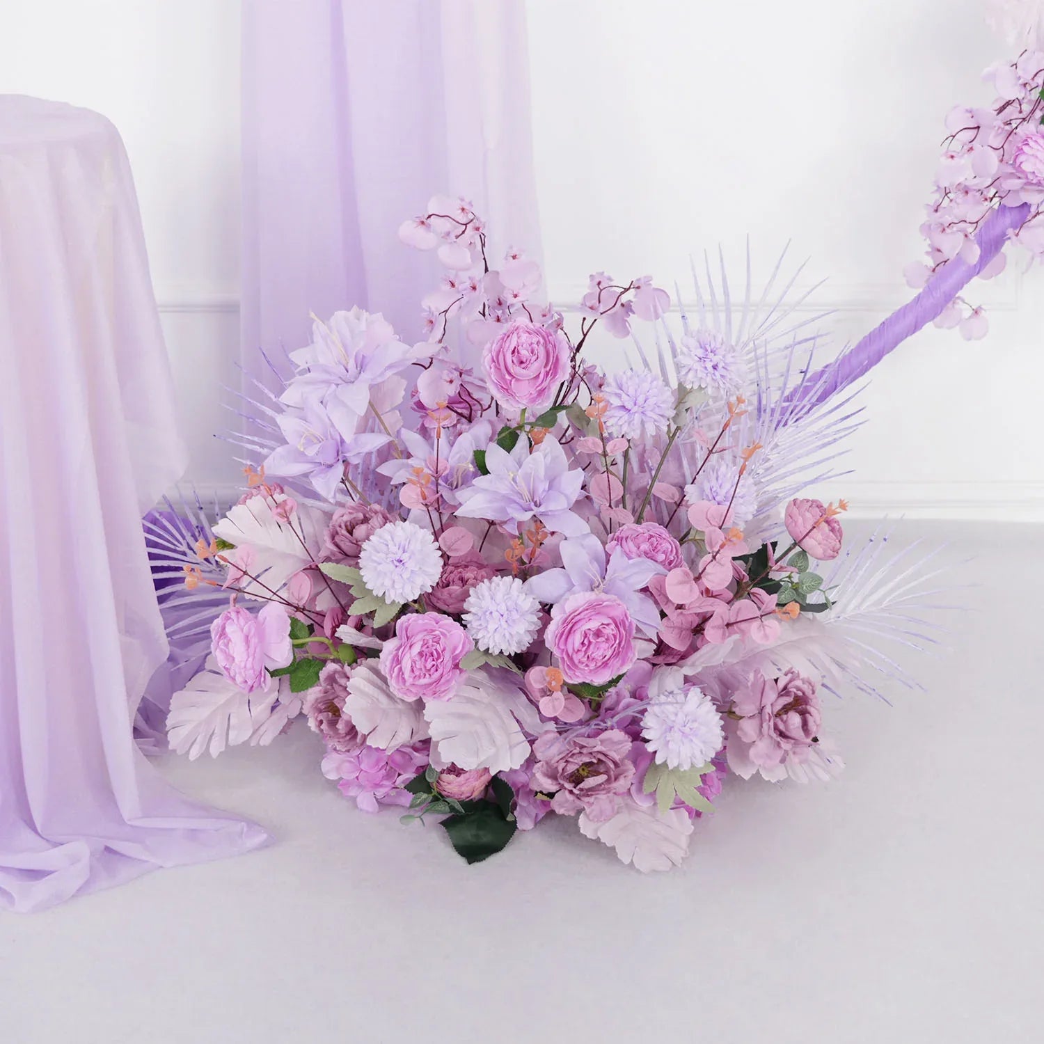 Artificial Purple Wedding KT Backdrop Flower Row Decor SET80067 - Uflower