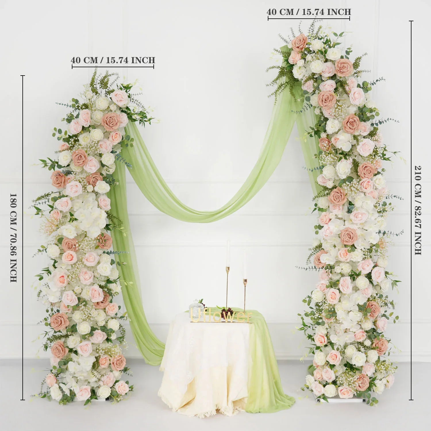 Uflower White 5D Horn Arch Flower Wedding Decor SET80060 - Uflower