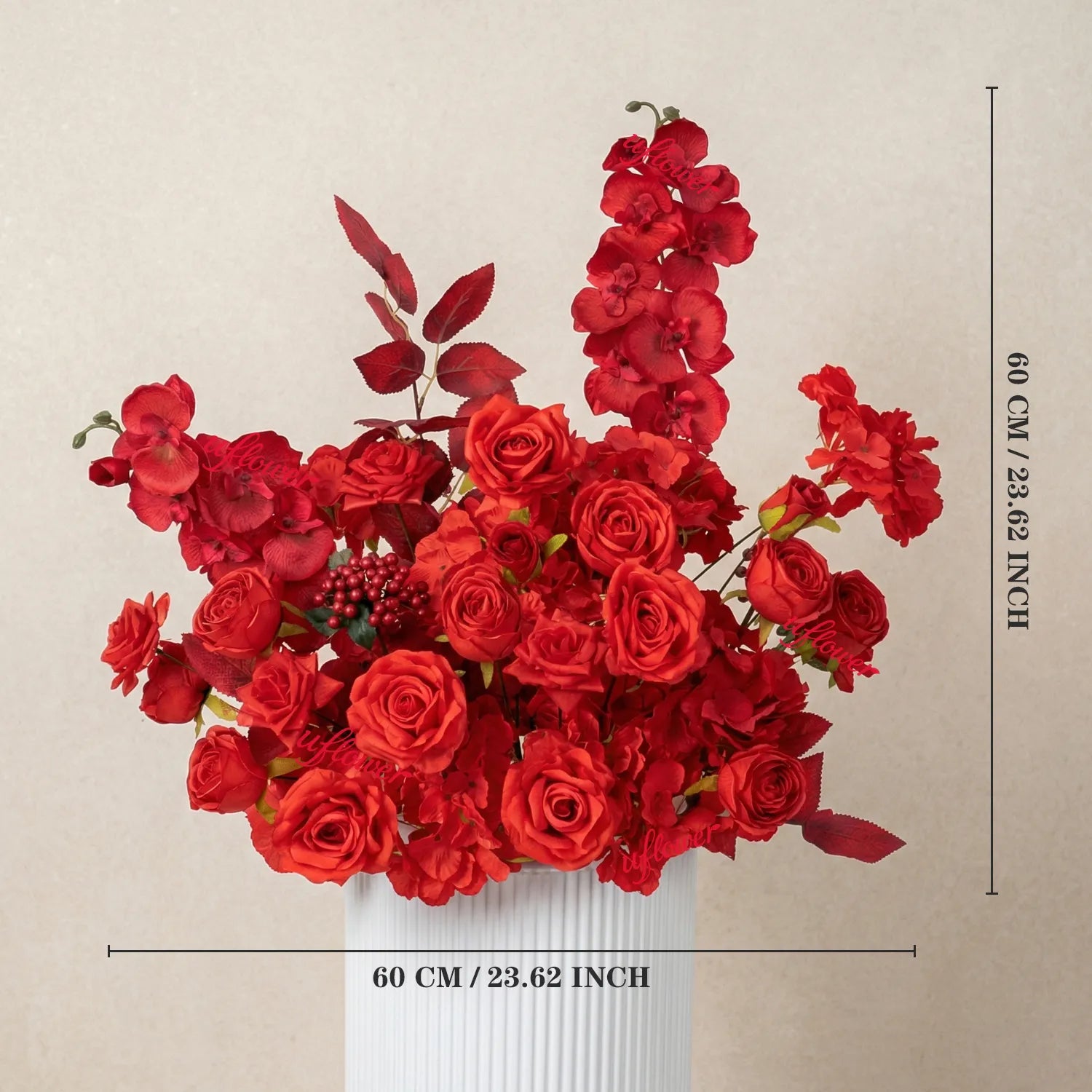 Uflower Artificial Red Rose Wedding KT Backdrop Flower Row Decor SET80203