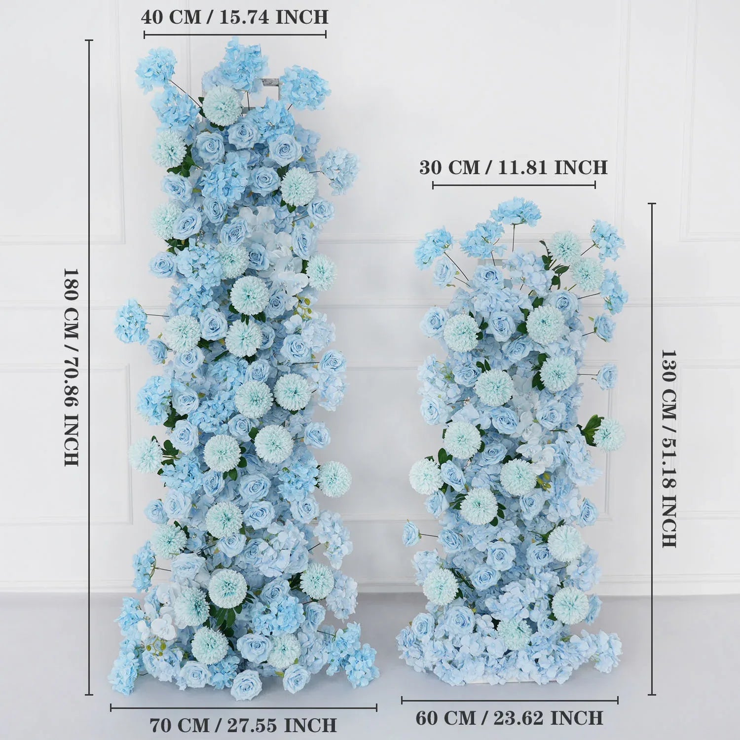 Uflower Blue Rose Orchid Pompoms Wedding Background Arch KT Board Decorative Flower SET80084 - Uflower