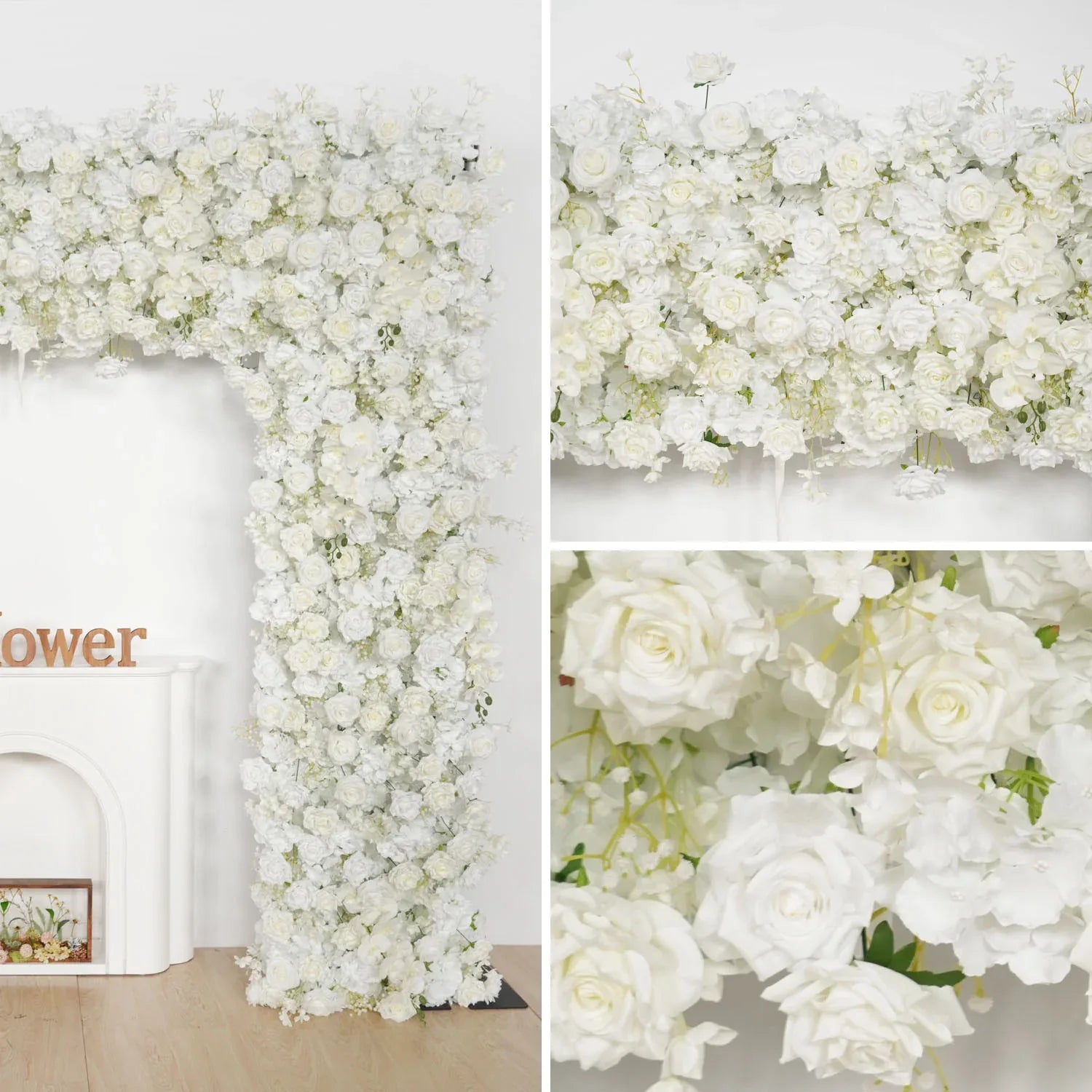 Uflower White Rose Wedding Background Flower Arrangement Arch Decoration SET80112 - Uflower