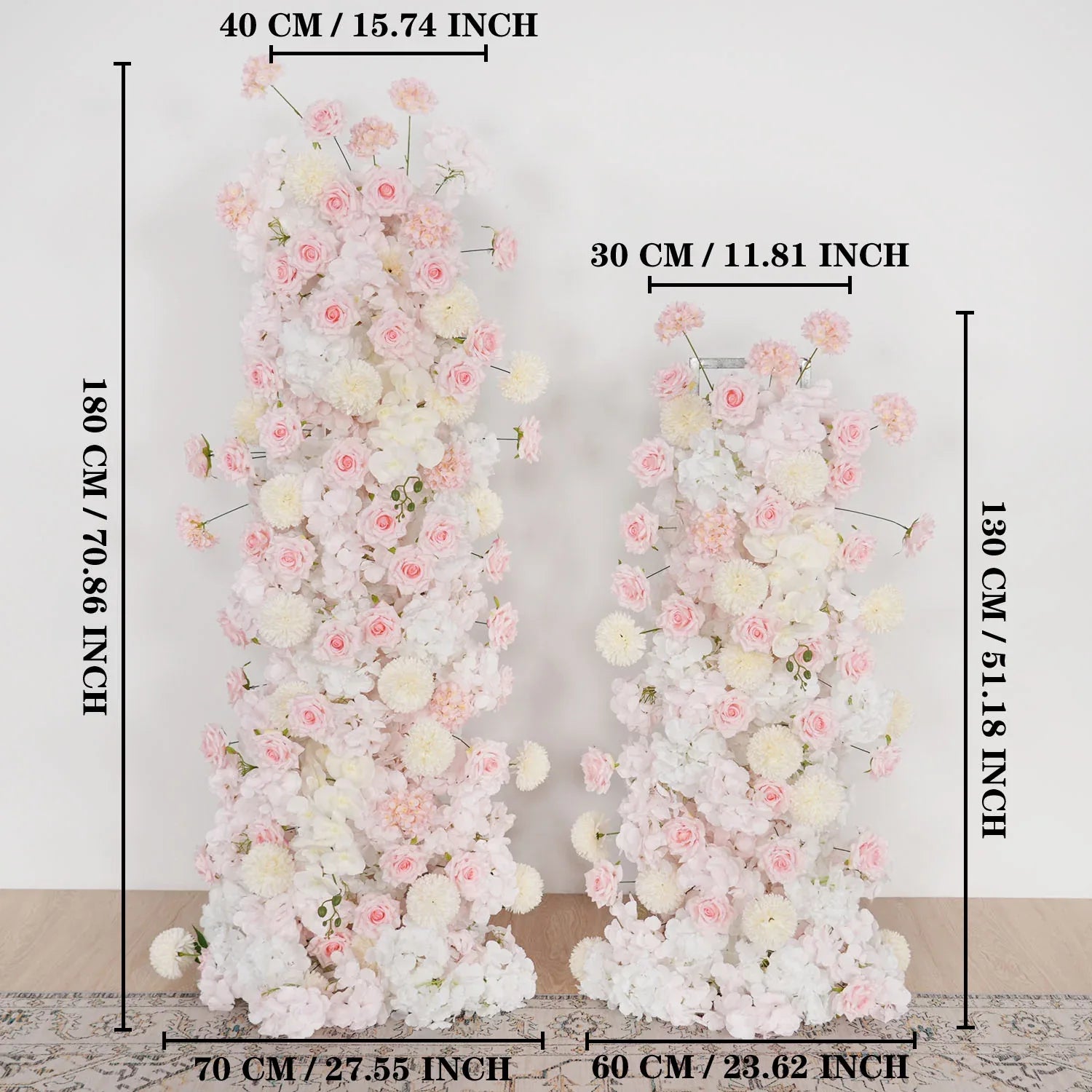 Uflower Pink Rose Orchid Pompoms Wedding Background Arch KT Board Decorative Flower SET80085 - Uflower