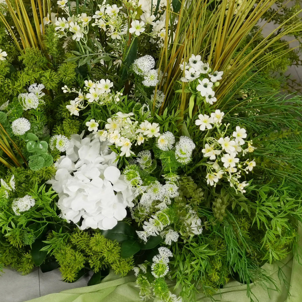 Décor de toile de fond pour fête de mariage en arche florale blanche Uflower, verdure, corne, ENSEMBLE80220