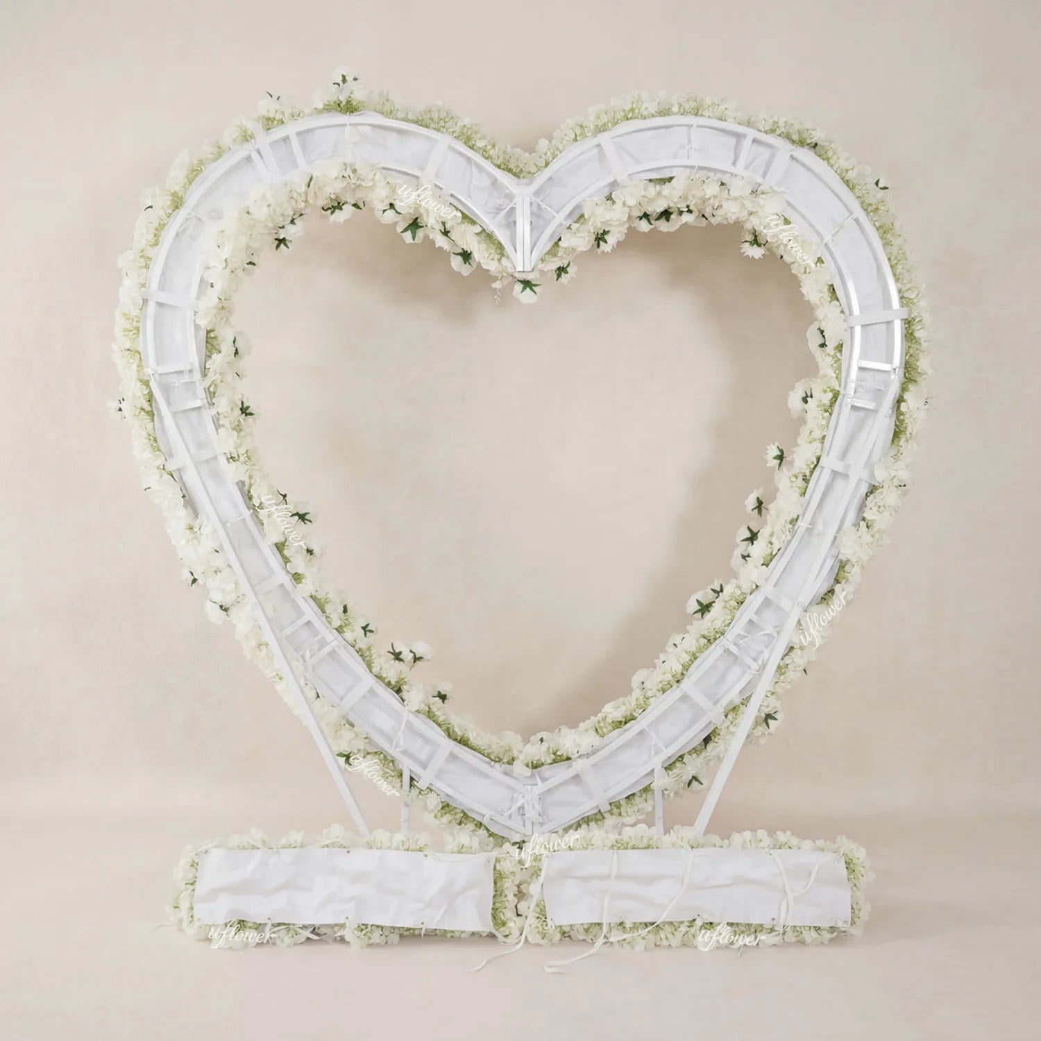 Uflower Artificial White Rose Heart Arch Wedding Decor SET80247-02