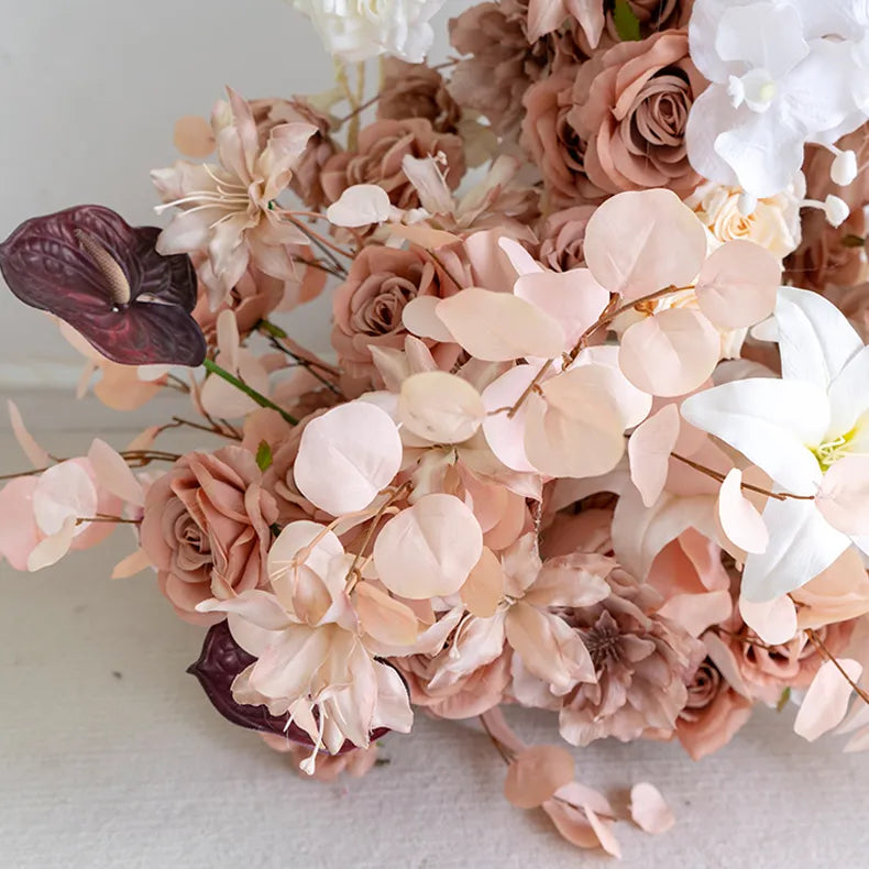 Uflower Brown Floral Arrangement Horn Arch Wedding Backdrop Props SET80222-01