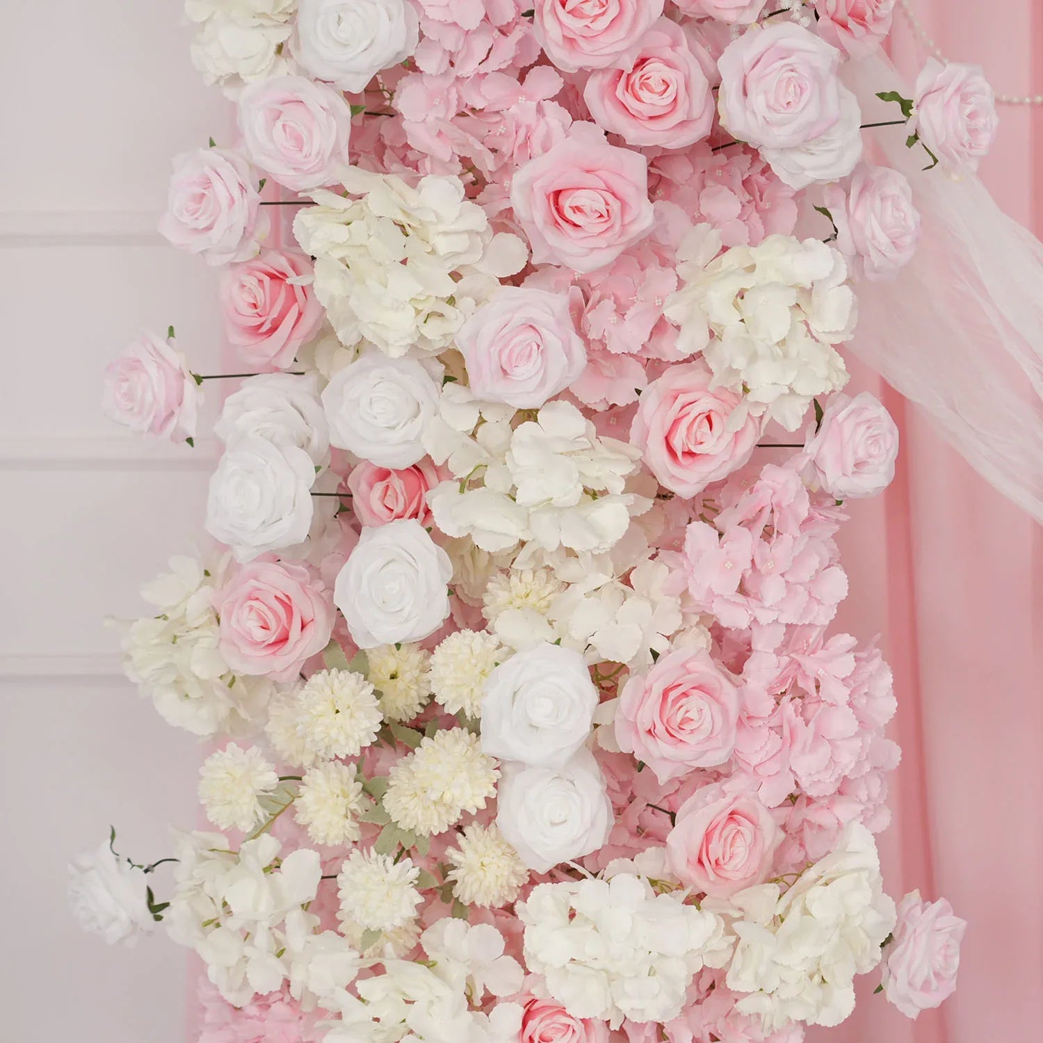Uflower Artificial Pink White Wedding KT Backdrop Flower Row Decor SET80126 - Uflower