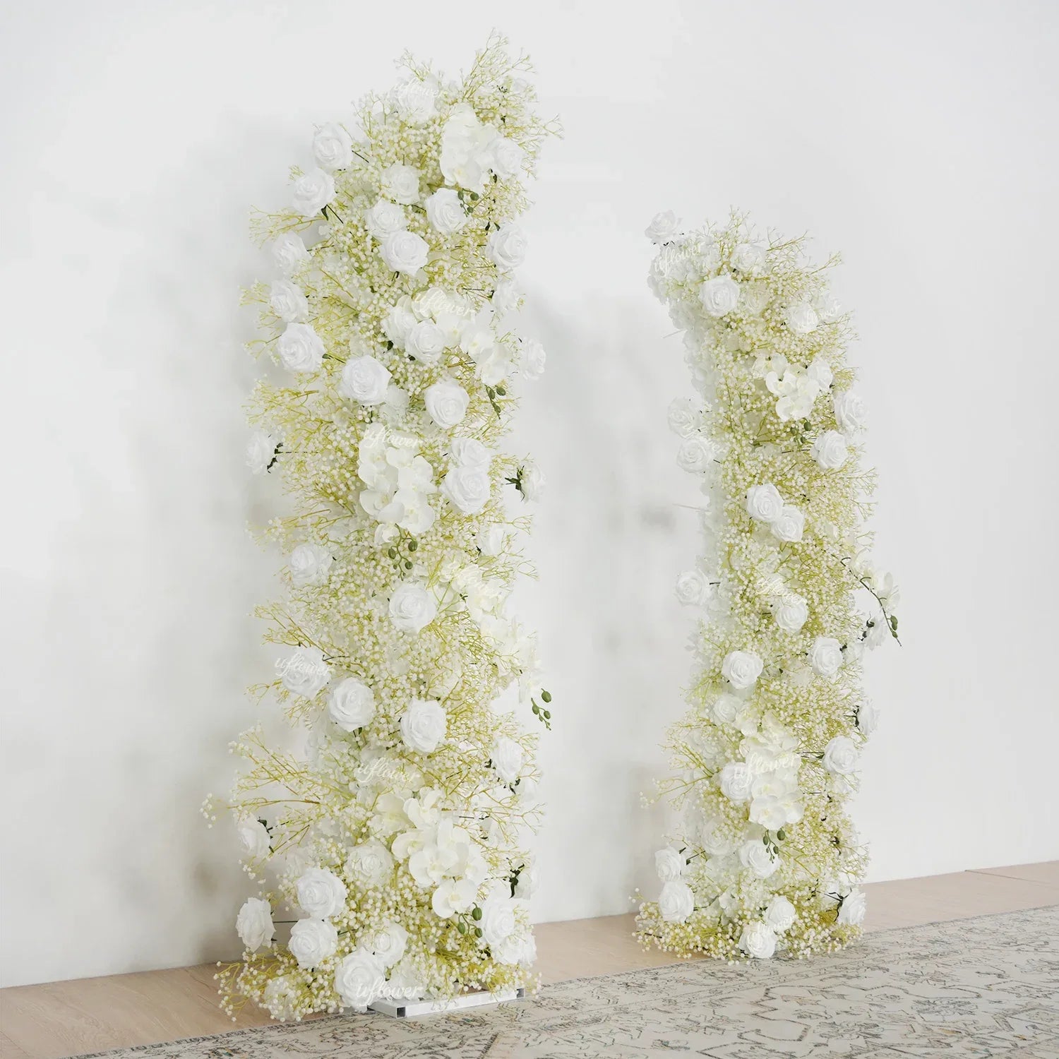 White Flower Row Decor Wedding Backdrop Horn Arch SET80087 - Uflower