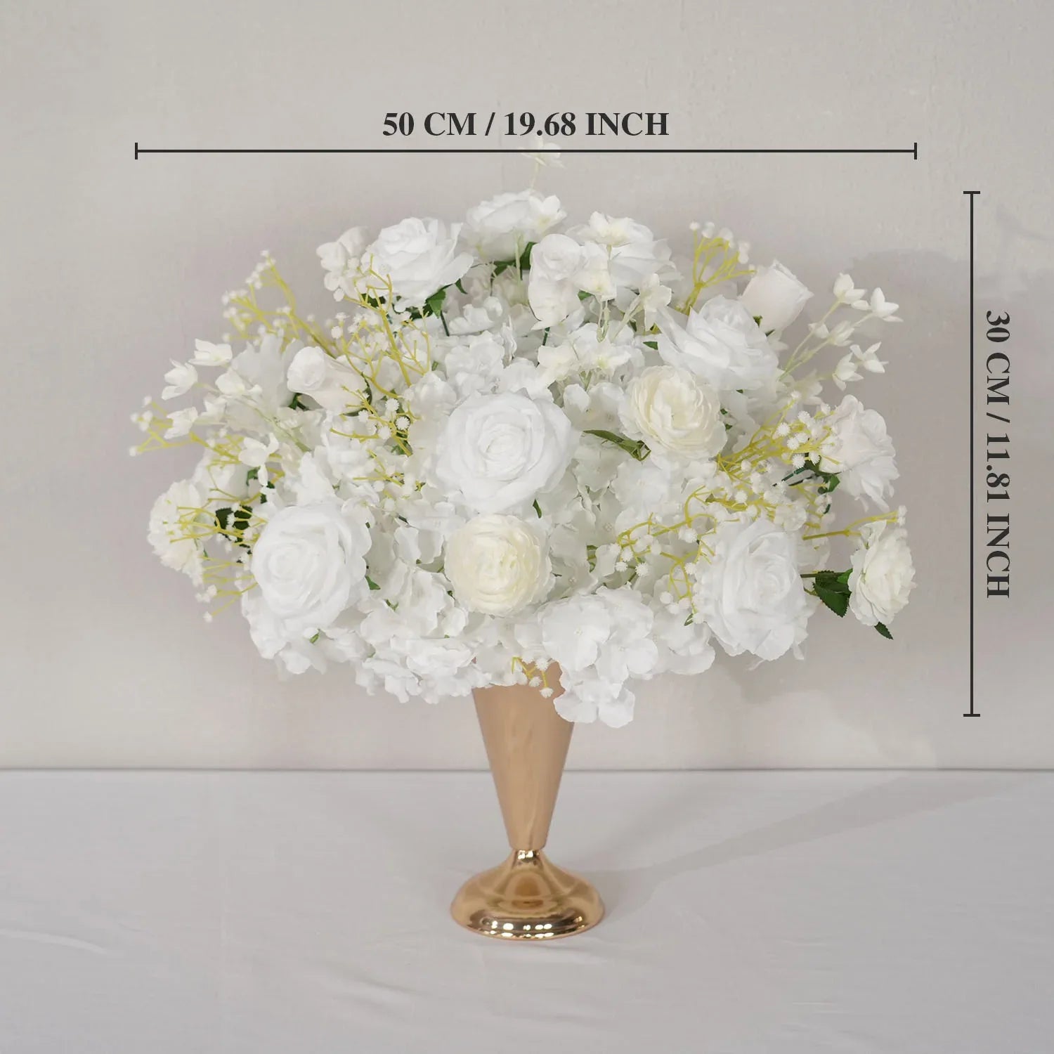 Uflower White Rose Baby's Breath Flower Ball For Table Centerpieces MB80080 - Uflower