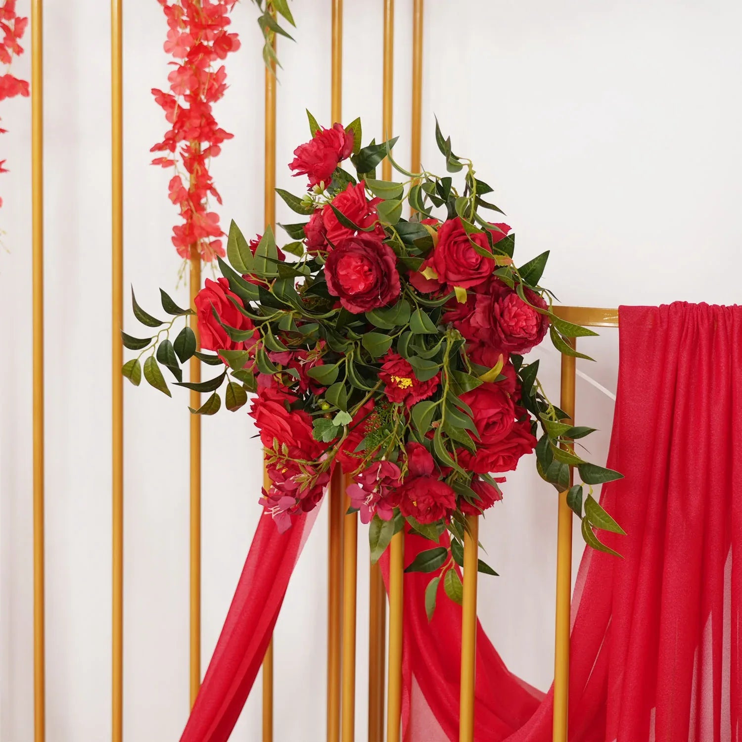 Uflower Artificial Red Wedding KT Backdrop Flower Decor SET80059 - Uflower