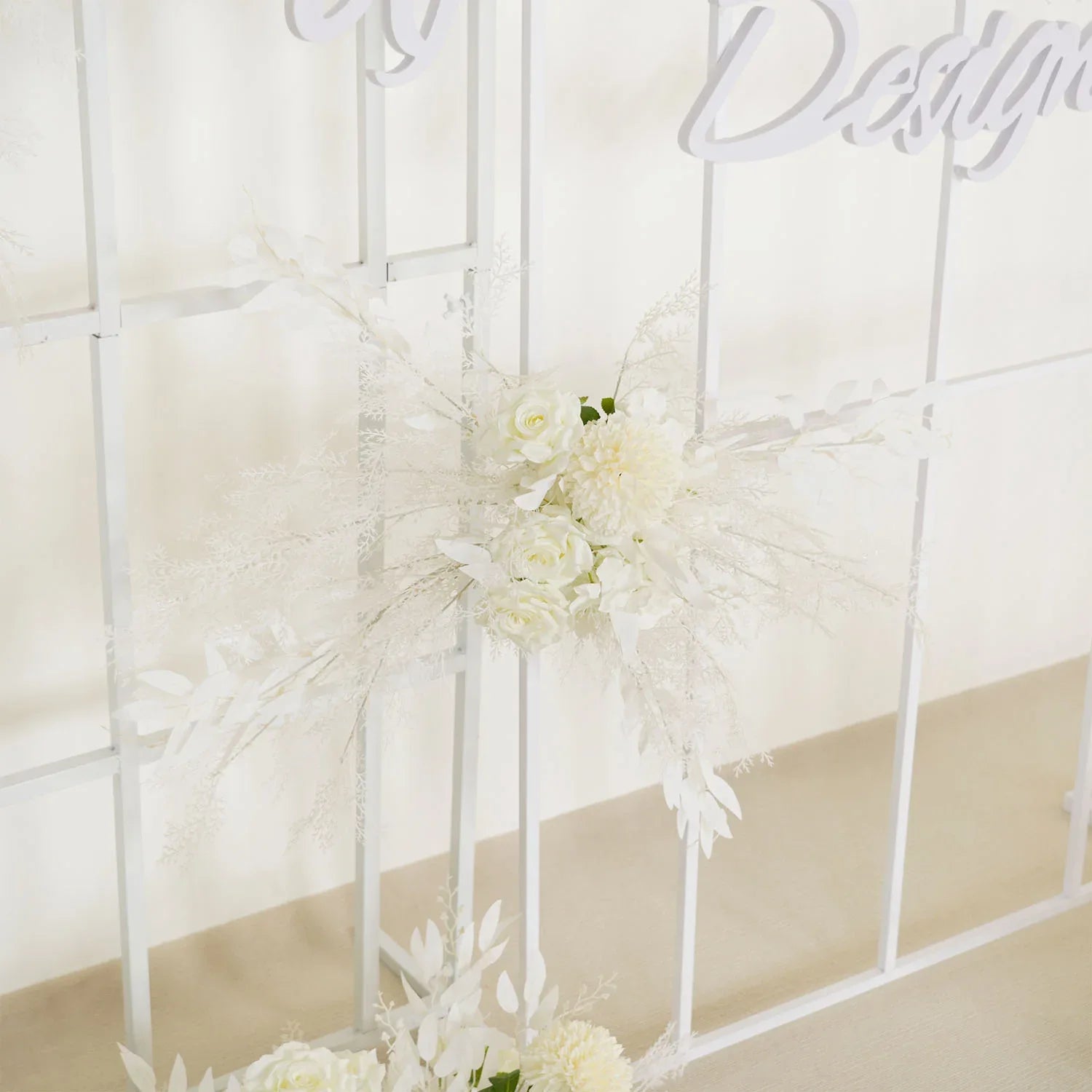 Uflower Artificial White Wedding KT Backdrop Flower Row Decor SET80061 - Uflower