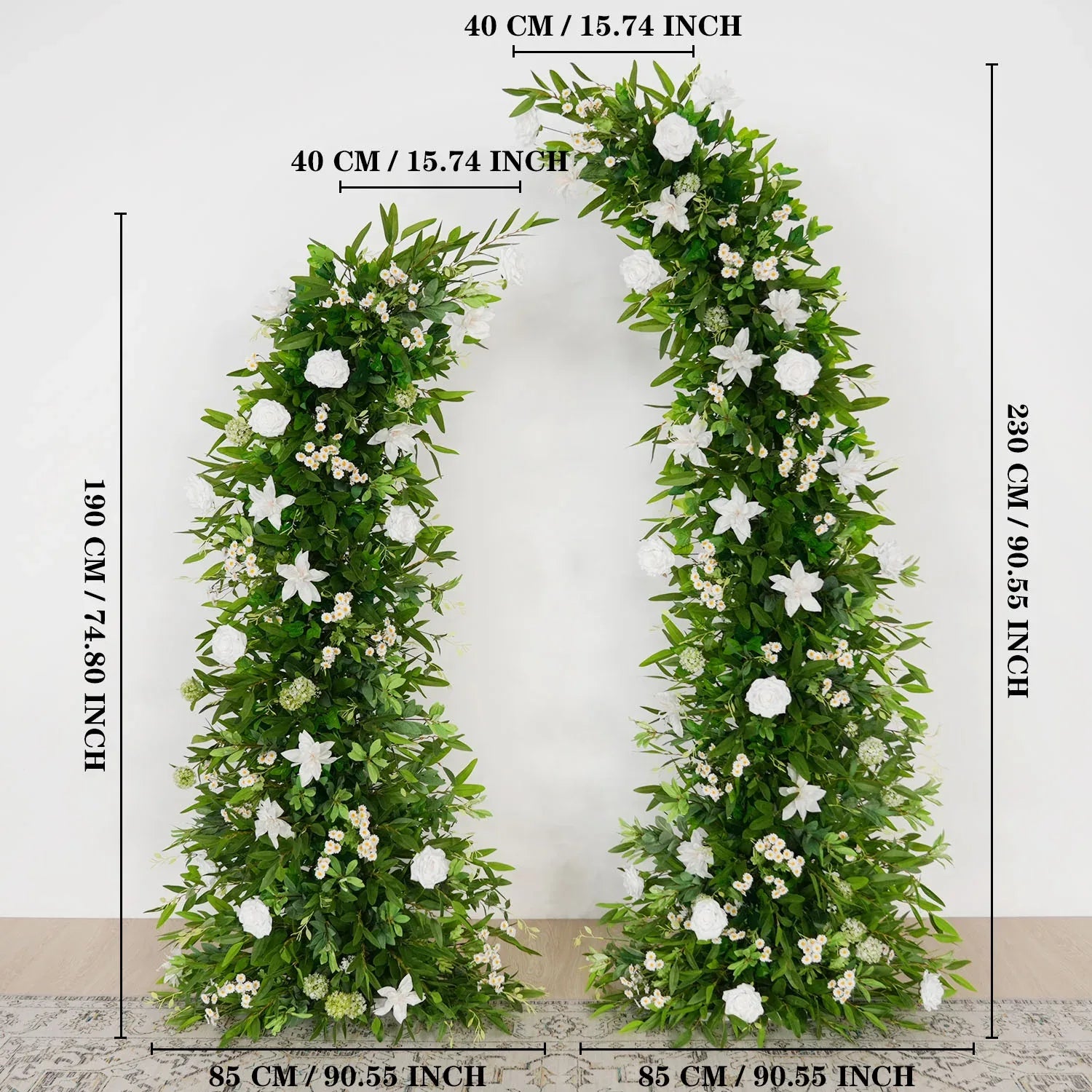 Uflower Outdoor Wedding Backdrop Horn Arch Decor Green Leaves Floral Arrangement SET80098 - Uflower