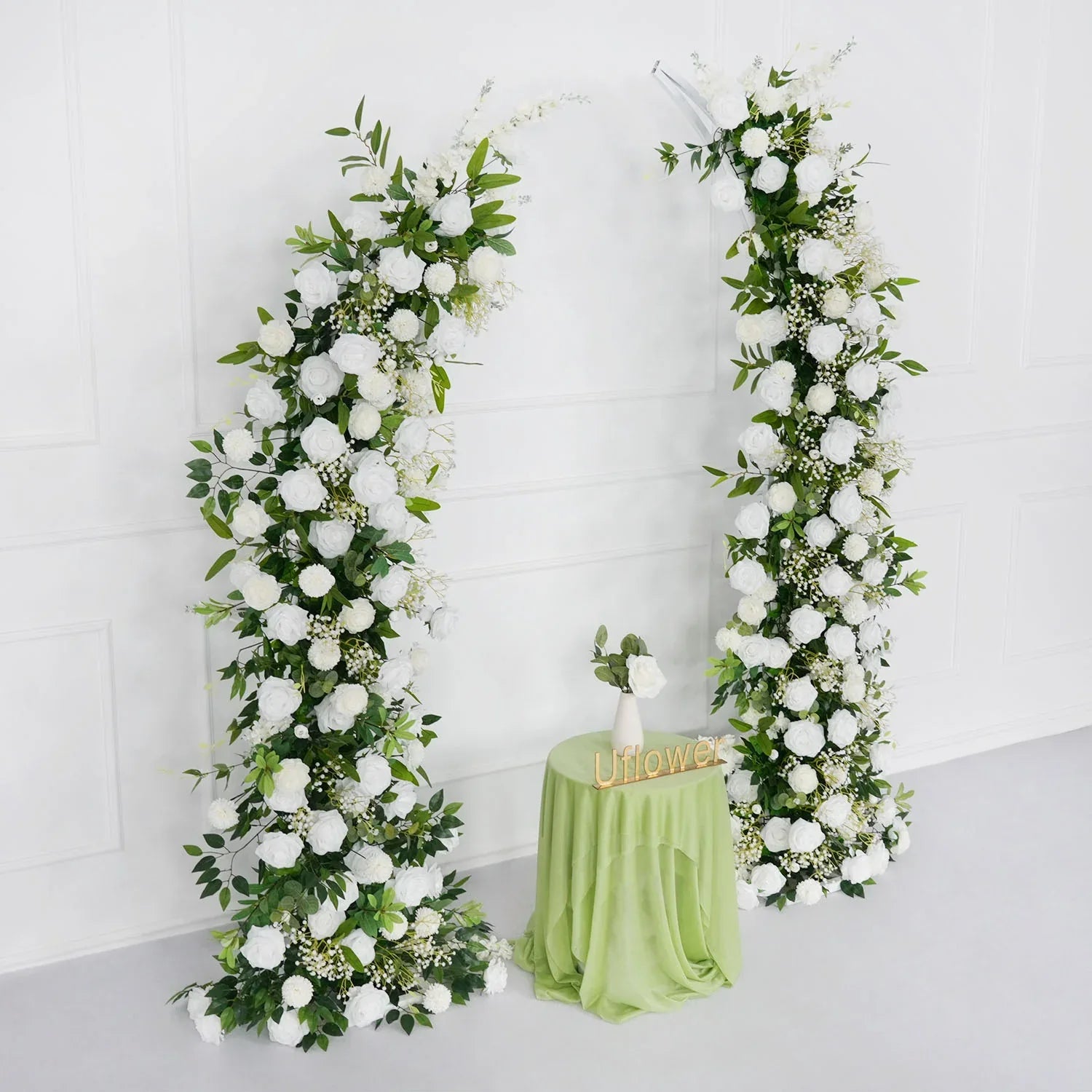 Uflower White Green Rose Floral Arch Wedding Backdrop Decor SET80109 - Uflower