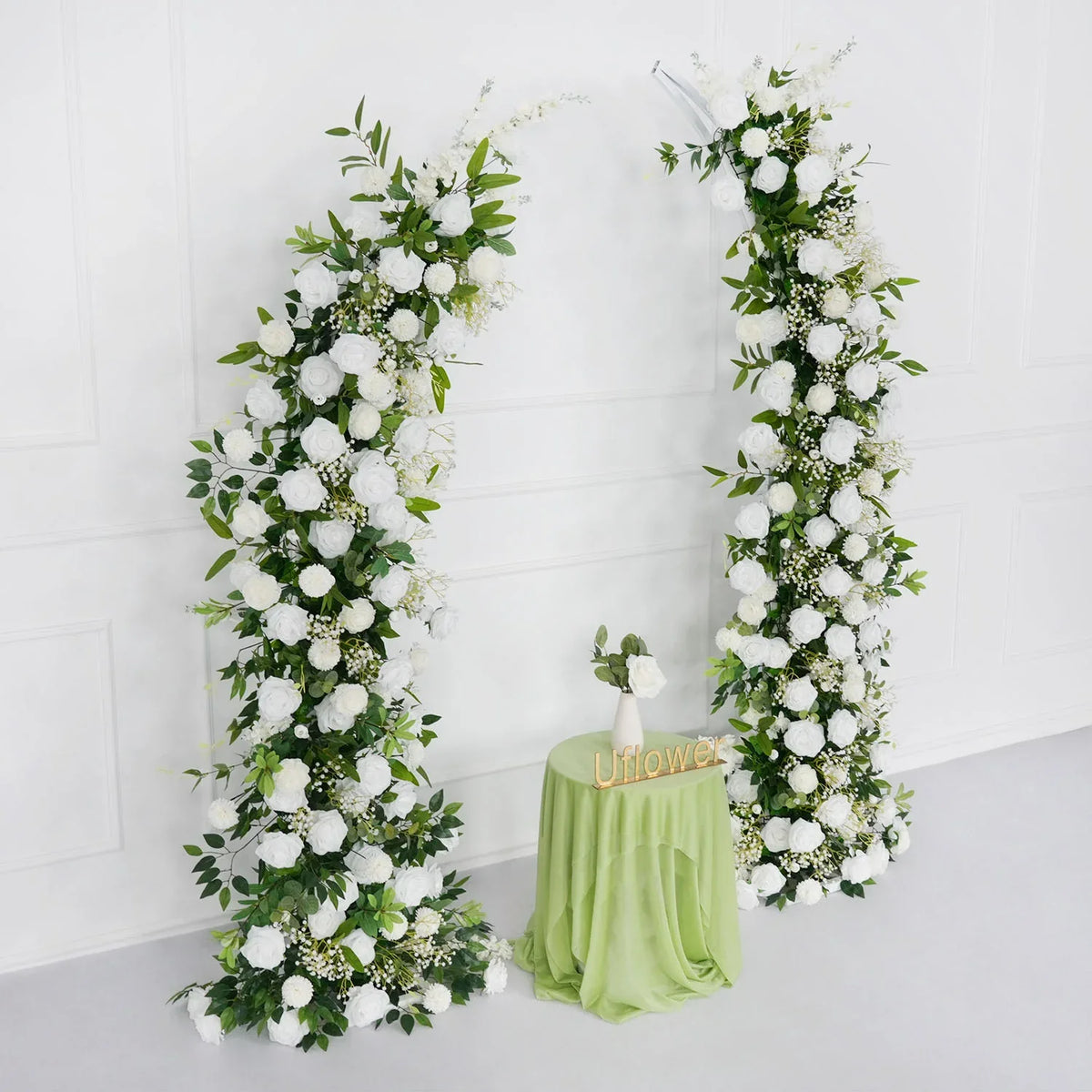 Uflower White Green Rose Floral Arch Wedding Backdrop Decor SET80109 - Uflower