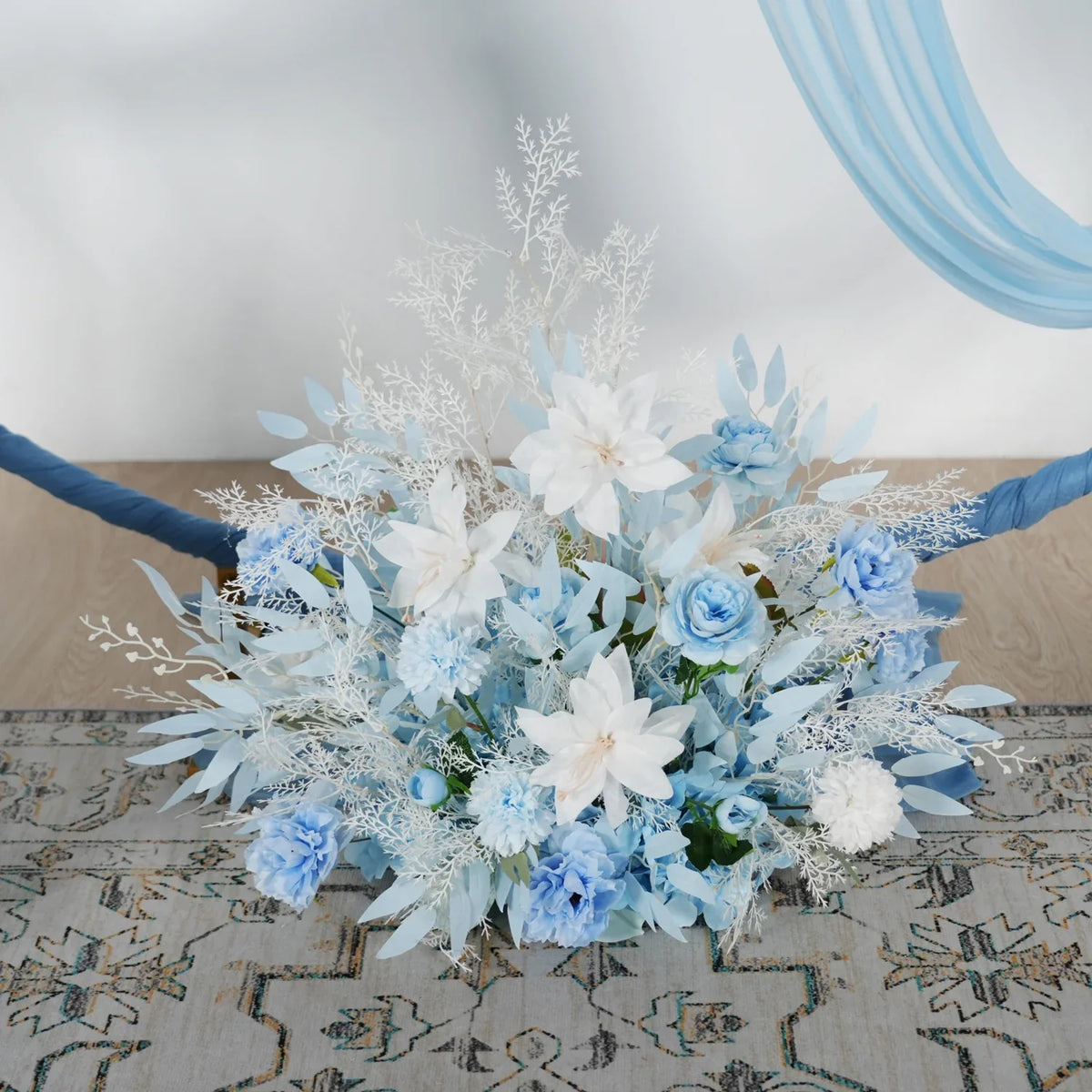 Artificial Blue Wedding KT Backdrop Flower Row Decor SET80074 - Uflower