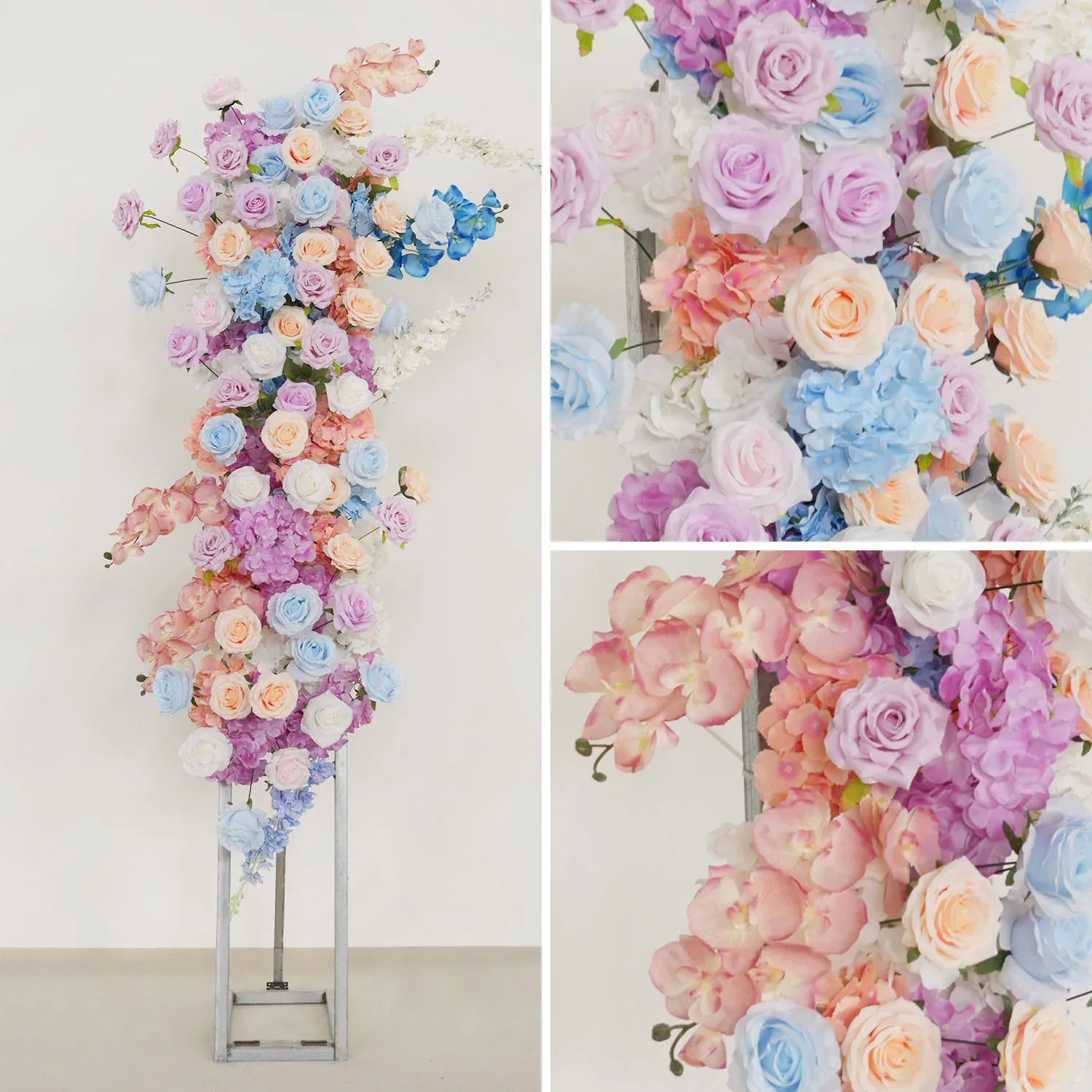 Uflower Artificial Purple Blue Wedding KT Backdrop Flower Row Decor SET80105 - Uflower