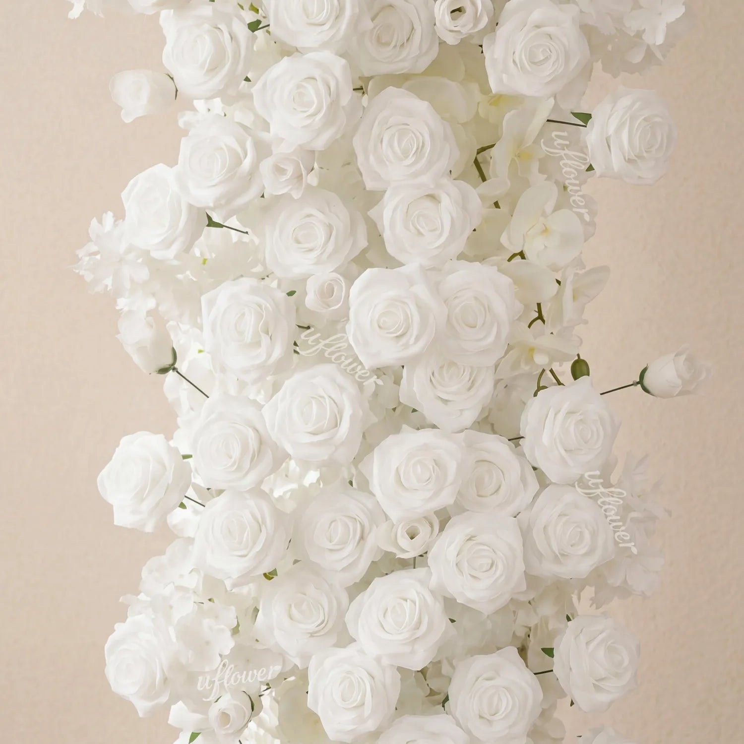 Uflower White Rose Flower Row Wedding Background Square Arch SET80256-01