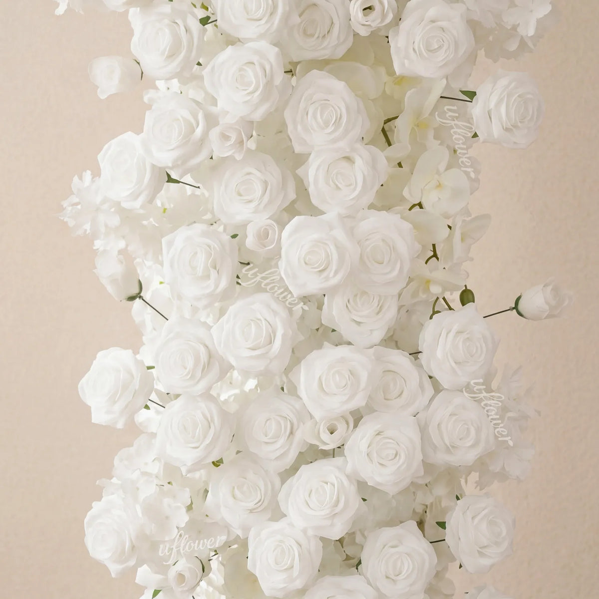 Uflower Rose Blanche Rangée de Fleurs Fond de Mariage Arche Carrée SET80256-01