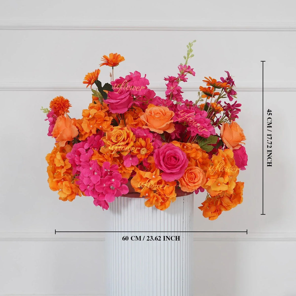 Uflower Rose Red Orange Flower Wedding Backdrop Arch Floral Arrangement SET80202 - Uflower