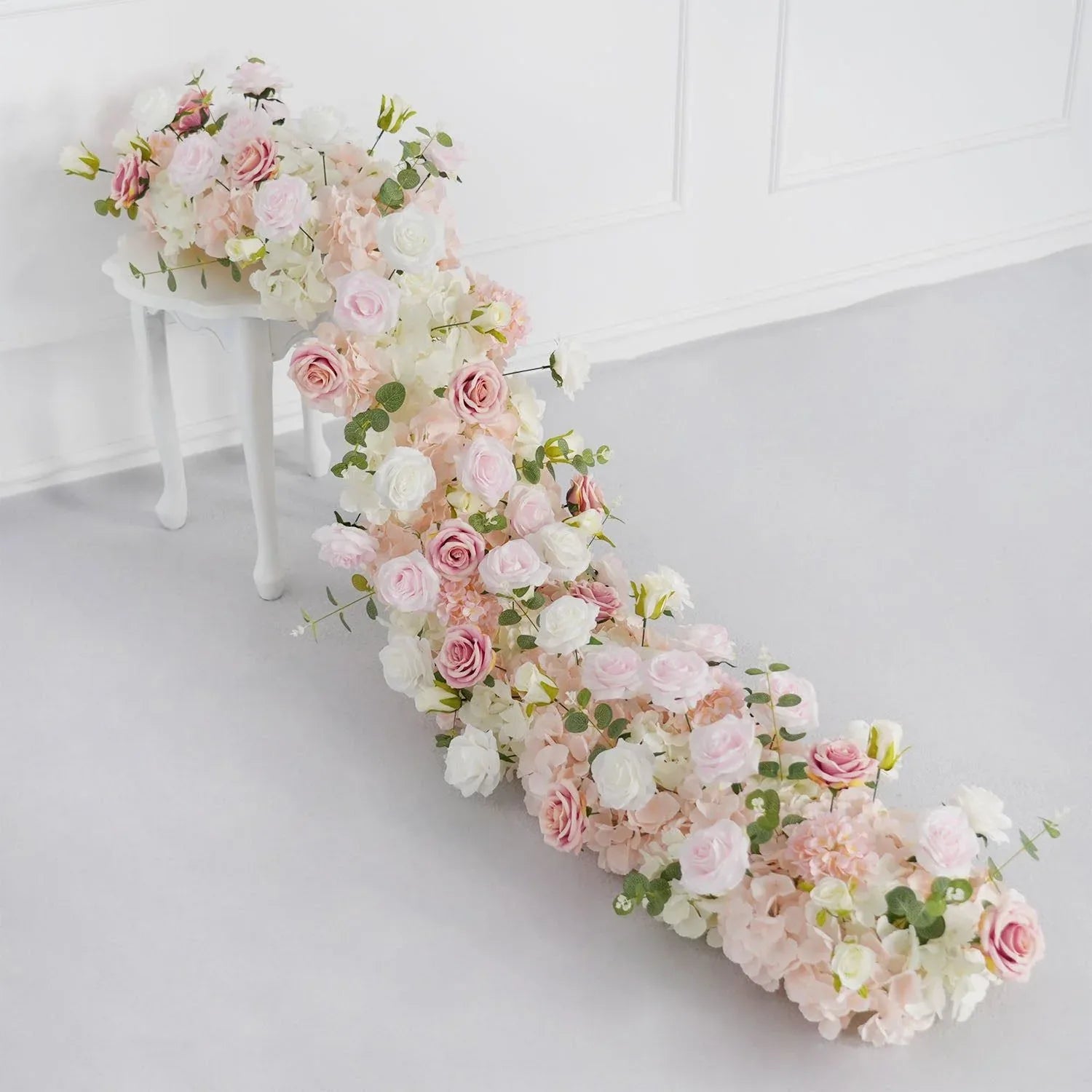 Uflower Pink Rose Table Runner Sofa Floral Wedding Backdrop Decor SET80096 - Uflower