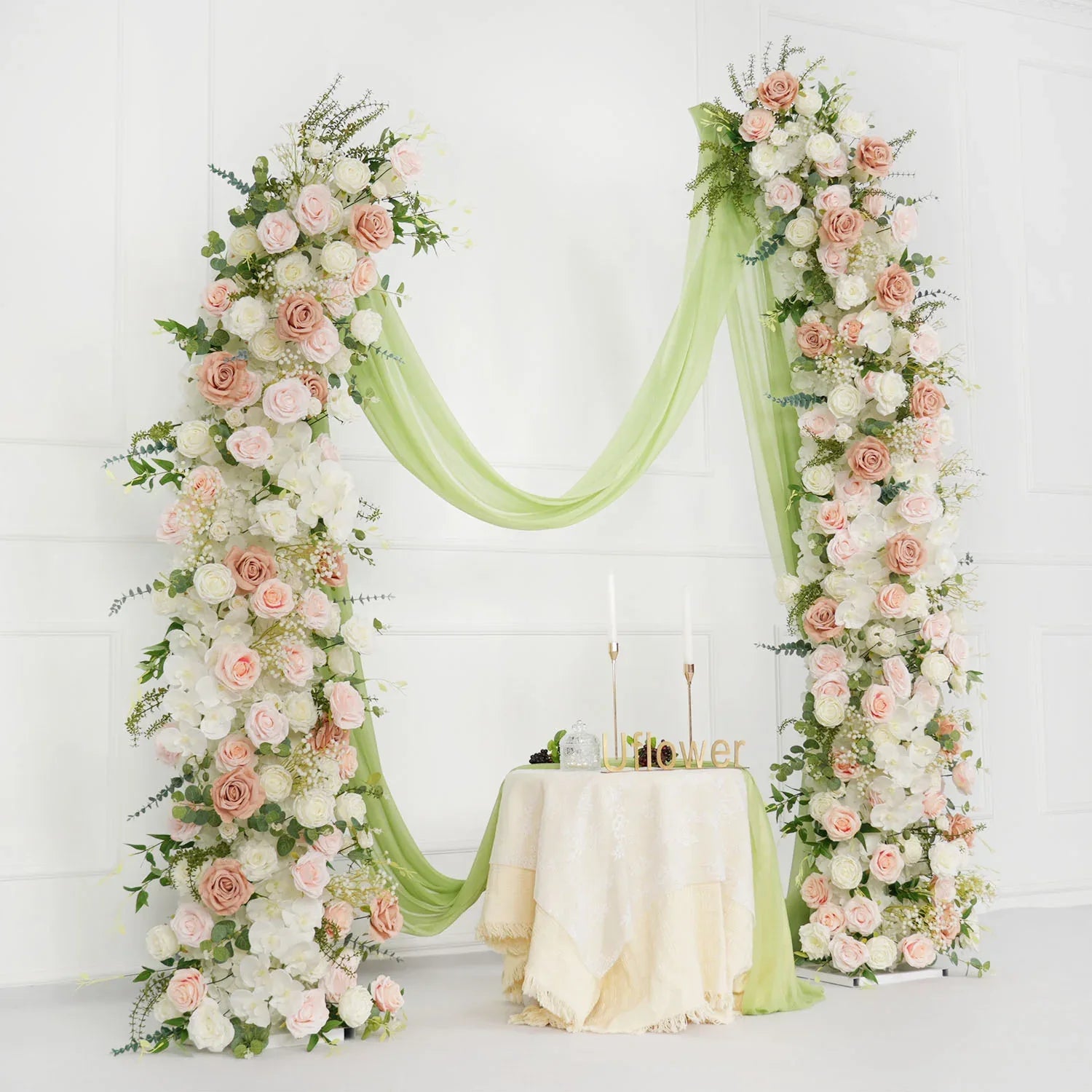 Uflower White 5D Horn Arch Flower Wedding Decor SET80060 - Uflower