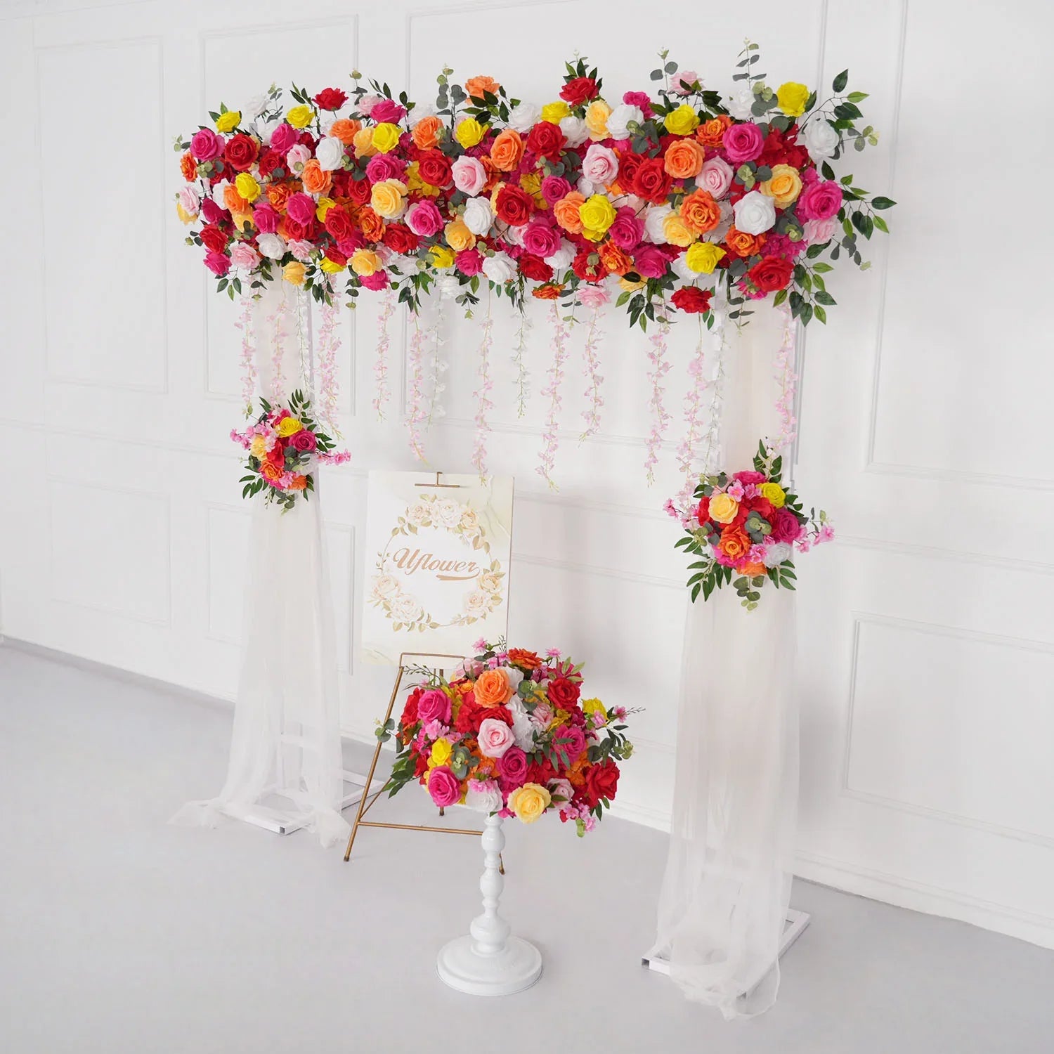 Uflower Colorful Artificial Wedding KT Backdrop Flower Row Decor SET80115 - Uflower