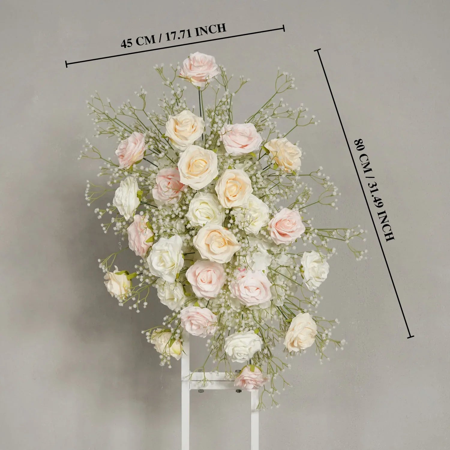 Uflower Champagne White Babysbreath Rose Arrangement Wedding KT Backdrop Decor SET80131 - Uflower