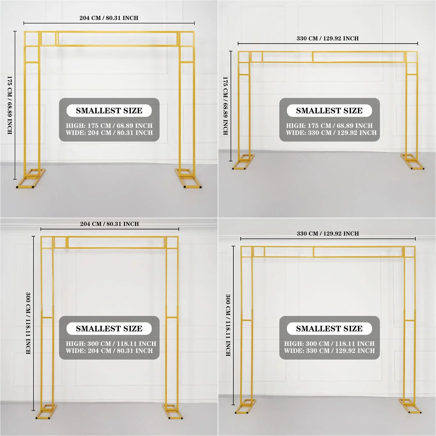 Uflower White Gold Retractable Flower Stand Adjustable Wedding Stage Background Shelf MSD80002 - Uflower