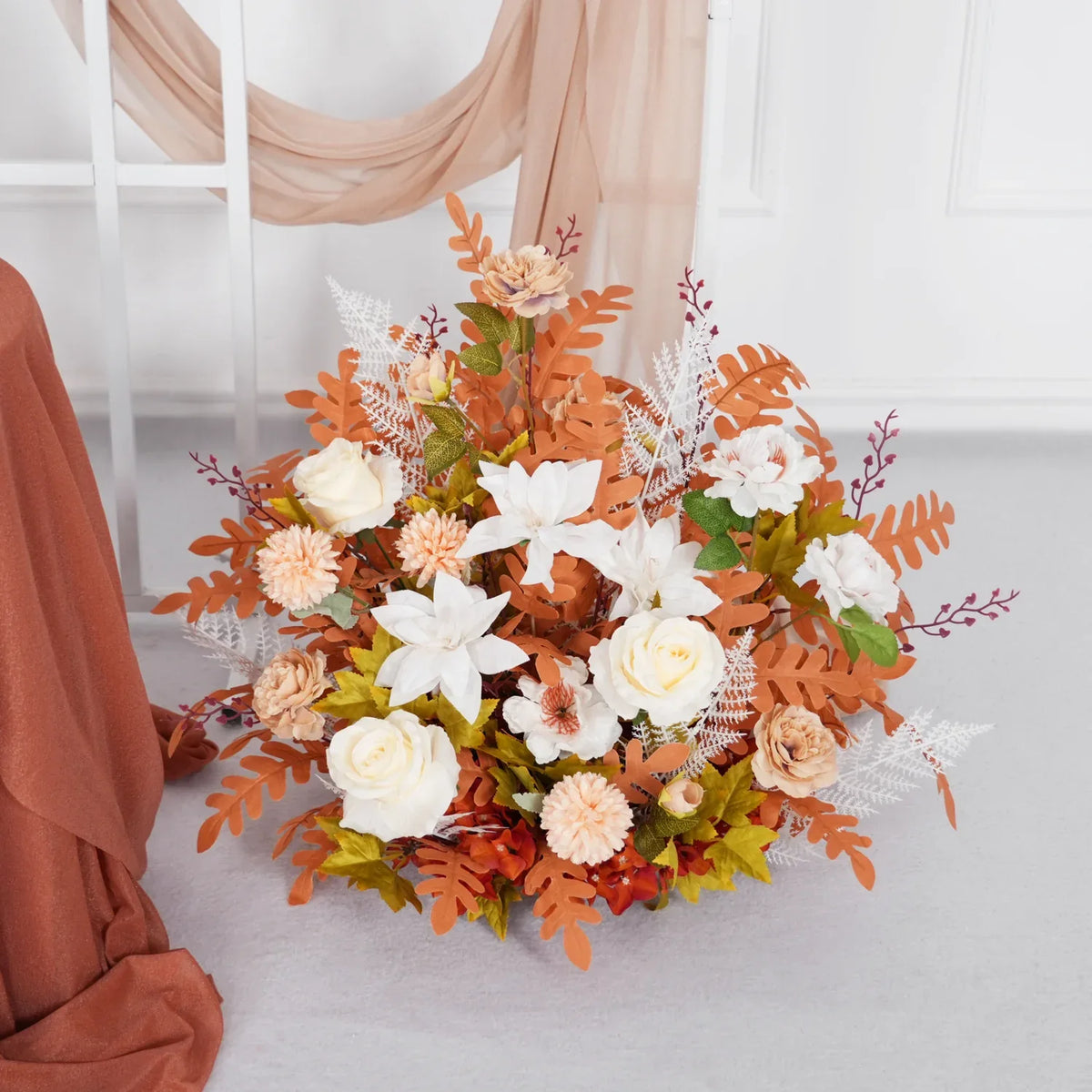 Artificial Orange Wedding KT Backdrop Flower Row Decor SET80073 - Uflower