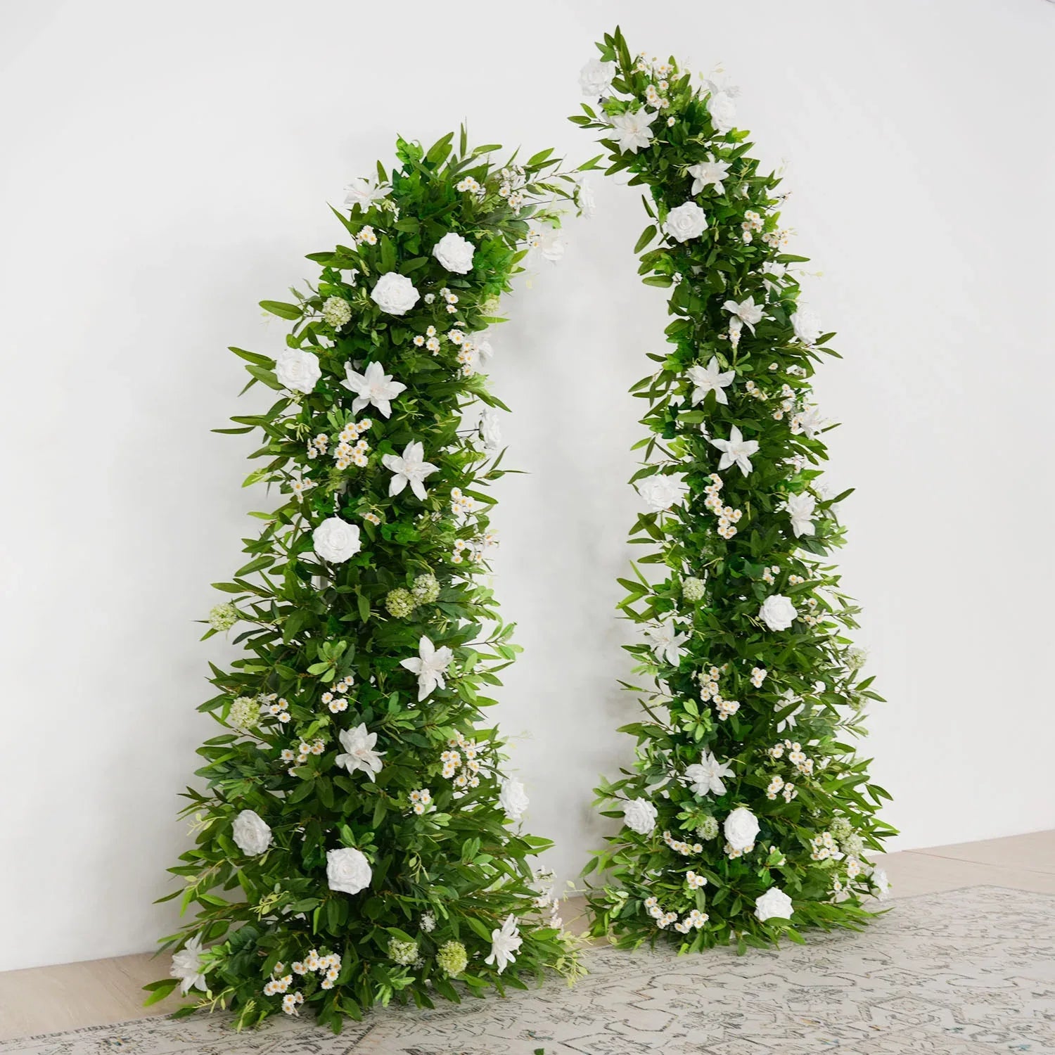 Uflower Outdoor Wedding Backdrop Horn Arch Decor Green Leaves Floral Arrangement SET80098 - Uflower