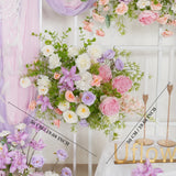 Uflower Artificial Purple Pink Wedding KT Backdrop Flower Row Decor SET80077 - Uflower