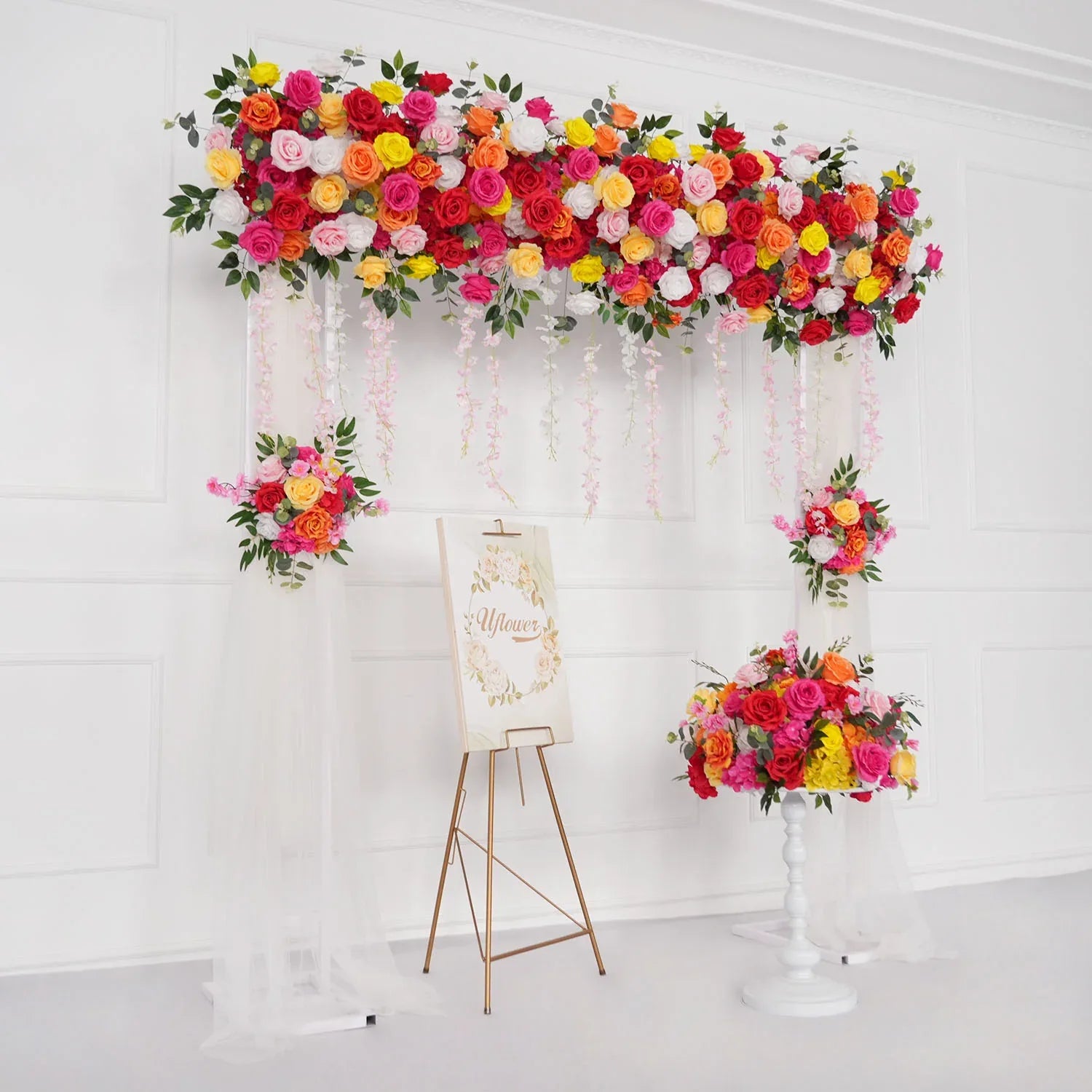 Uflower Colorful Artificial Wedding KT Backdrop Flower Row Decor SET80115 - Uflower