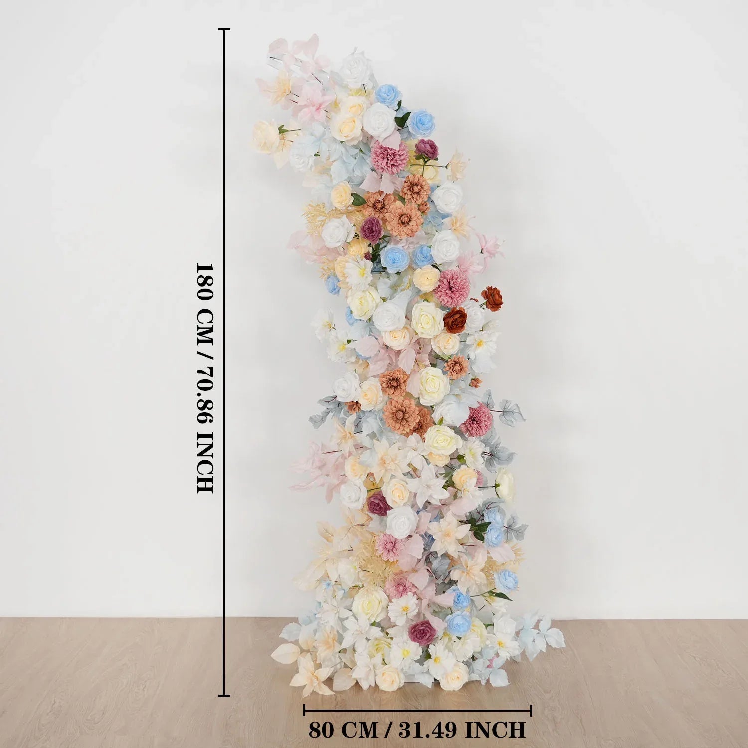 Uflower Pink Blue Champagne Horn Arch Decor Wedding Backdrop Floral Ball Arrangement SET80119 - Uflower