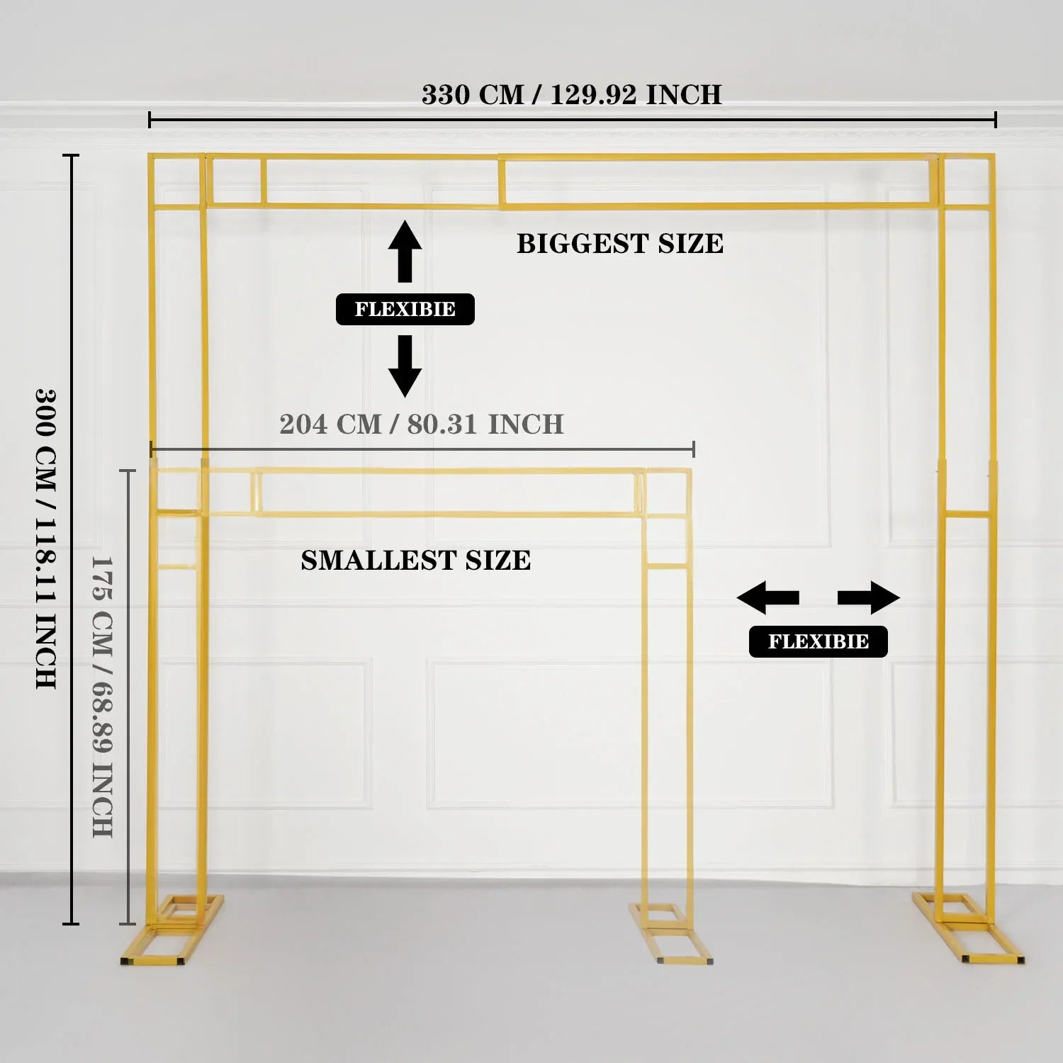 Uflower White Gold Retractable Flower Stand Adjustable Wedding Stage Background Shelf MSD80002 - Uflower