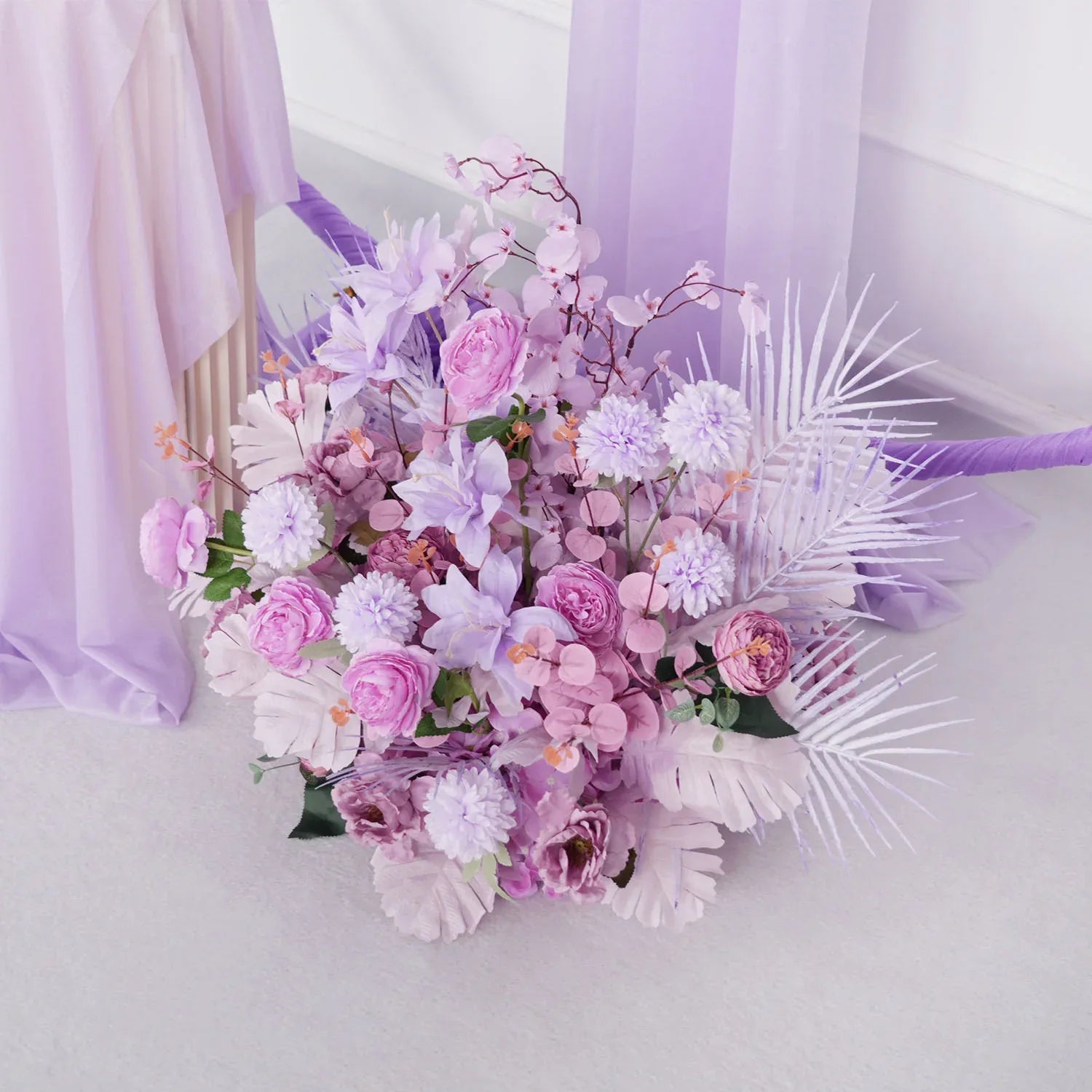 Artificial Purple Wedding KT Backdrop Flower Row Decor SET80067 - Uflower