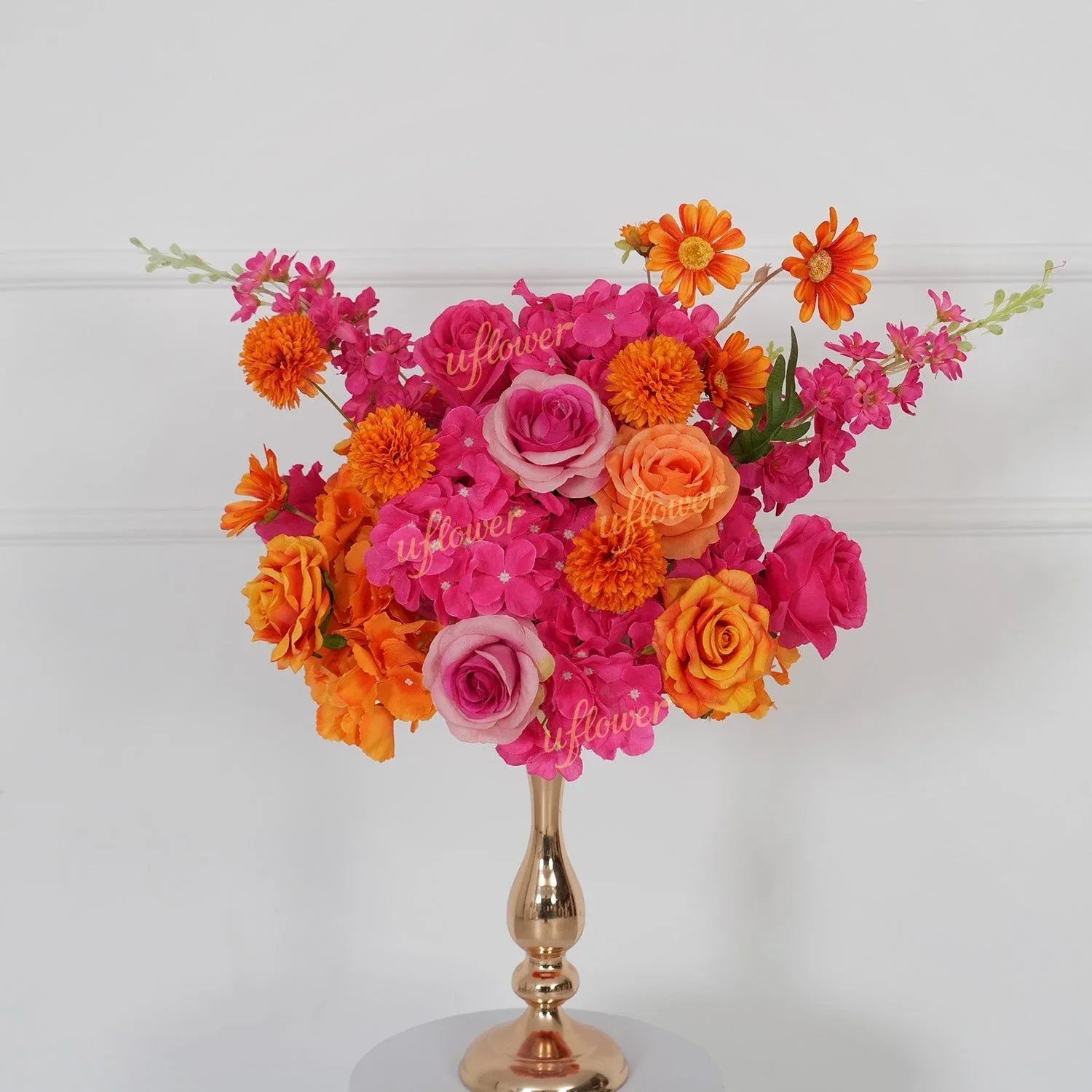 Uflower Rose Red Orange Flower Wedding Backdrop Arch Floral Arrangement SET80202 - Uflower