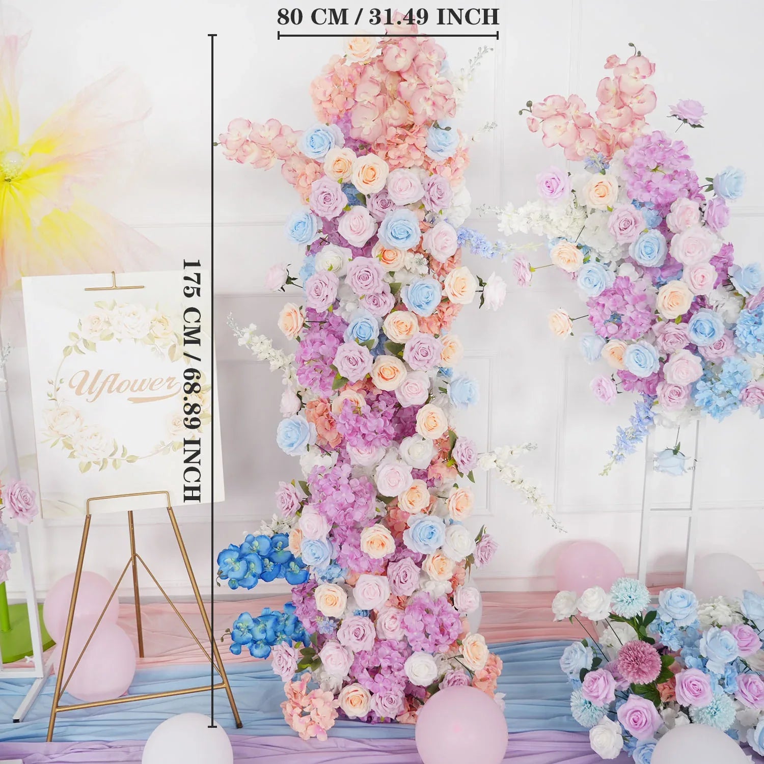 Uflower Purple Blue Rose Wedding Background Arch KT Board Decoration Flower Arrangement SET80105 - Uflower