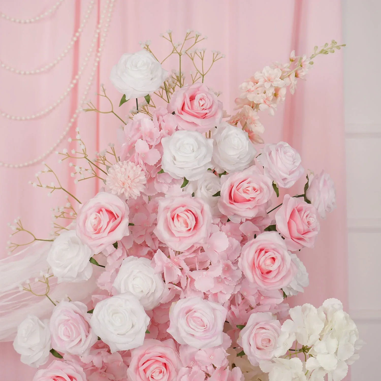 Uflower Artificial Pink White Wedding KT Backdrop Flower Row Decor SET80126 - Uflower