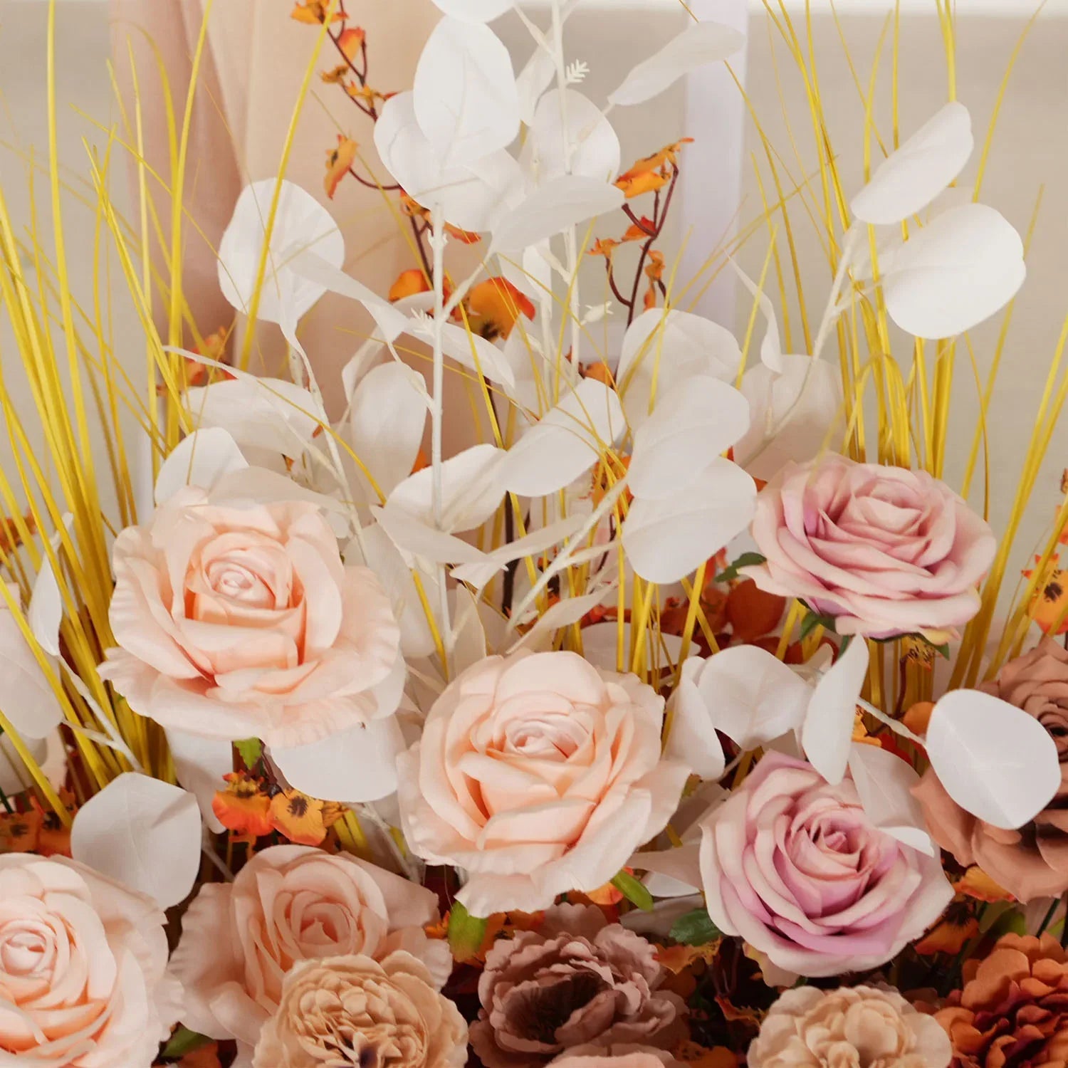 Uflower Artificial Autumn Pink Flower Row Wedding KT Backdrop Decor SET80122 - Uflower