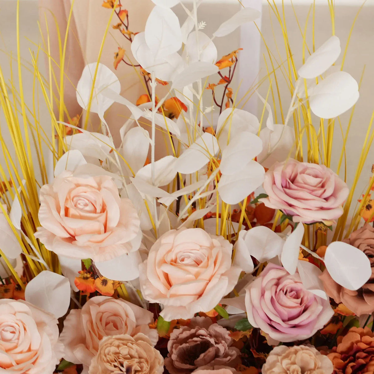 Uflower Artificial Autumn Pink Flower Row Wedding KT Backdrop Decor SET80122 - Uflower