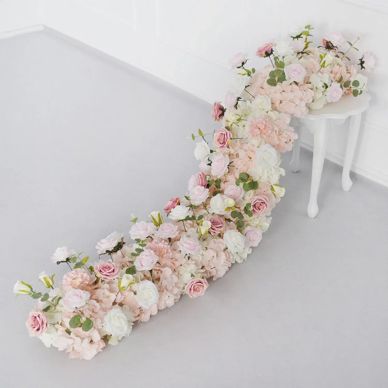 Uflower Pink Rose Table Runner Sofa Floral Wedding Backdrop Decor SET80096 - Uflower